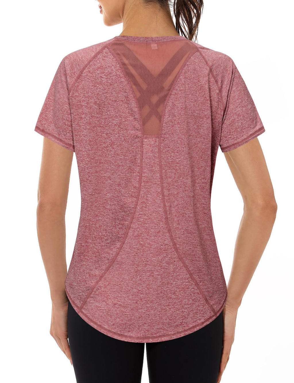 Gyabnw Women's Sport T-Shirt Anti-UV Elastic Crew Neck Short Sleeve Breathable Quick Dry UPF 50+ Fitness Top for Yoga Running and Gym