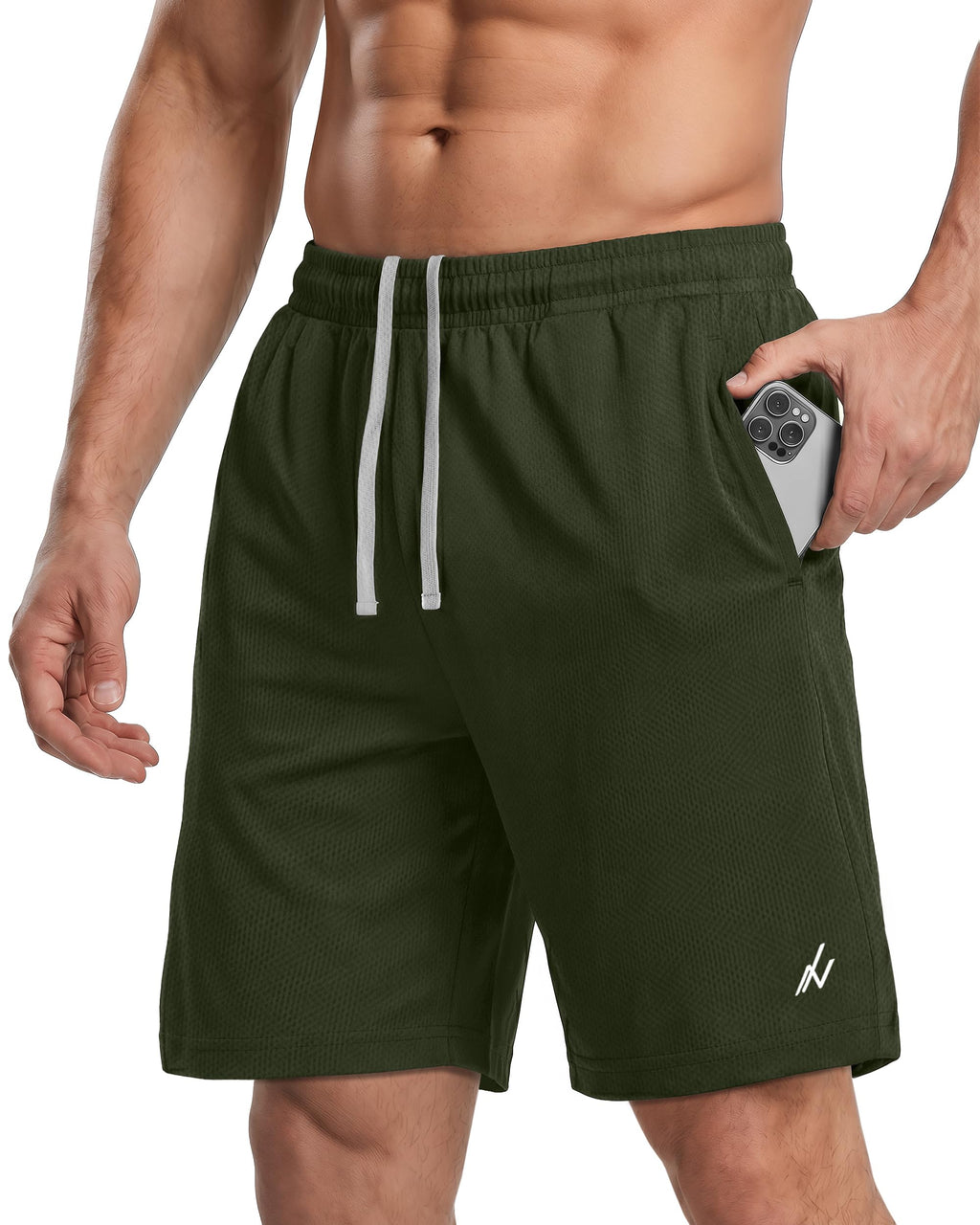 Breathable Mesh Mens Athletic Shorts Loose-Fit Quick Dry Running Gym Shorts | Lightweight Activewear Knit Workout Shorts with Pockets 8 Inch Inseam Elastic Waistband with Drawstring