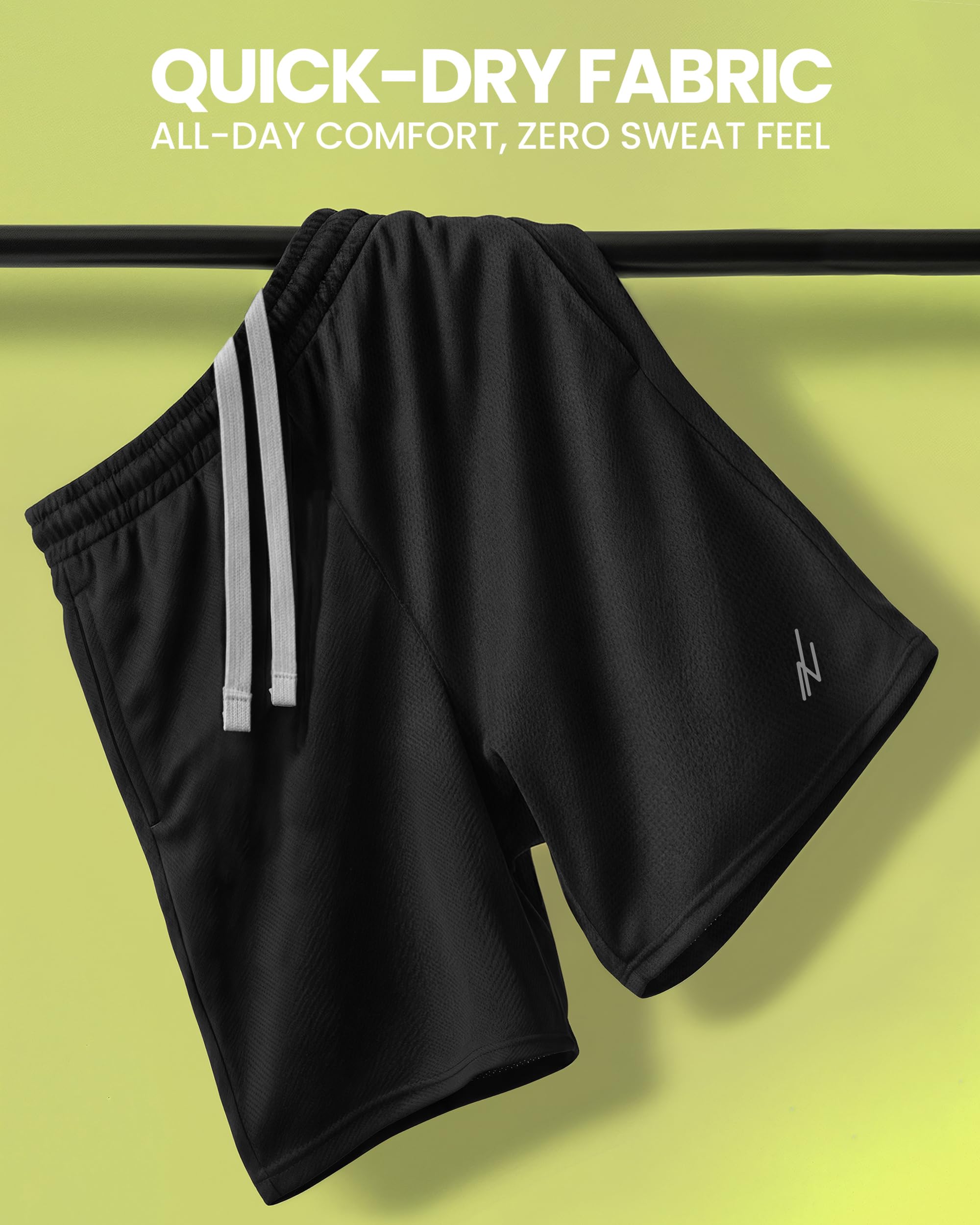 Breathable Mesh Mens Athletic Shorts Loose-Fit Quick Dry Running Gym Shorts | Lightweight Activewear Knit Workout Shorts with Pockets 8 Inch Inseam Elastic Waistband with Drawstring