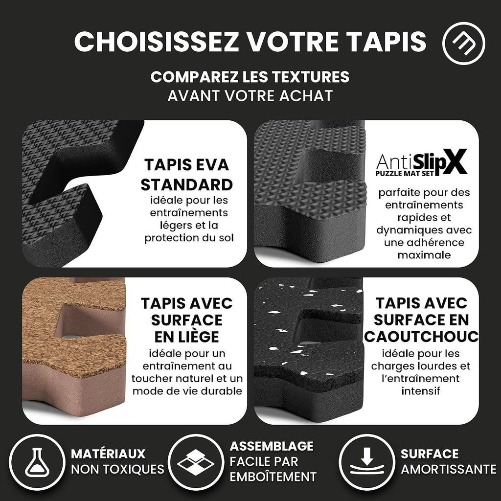 bemaxx Tapis de Fitness Protection de Sol Salle de Sport - Dalles en Mousse | EVA Caoutchouc sans BPA Matelas Puzzle Yoga Pilates Tatami pour Matériel Gym Banc de Musculation Garage Piscine Isolation