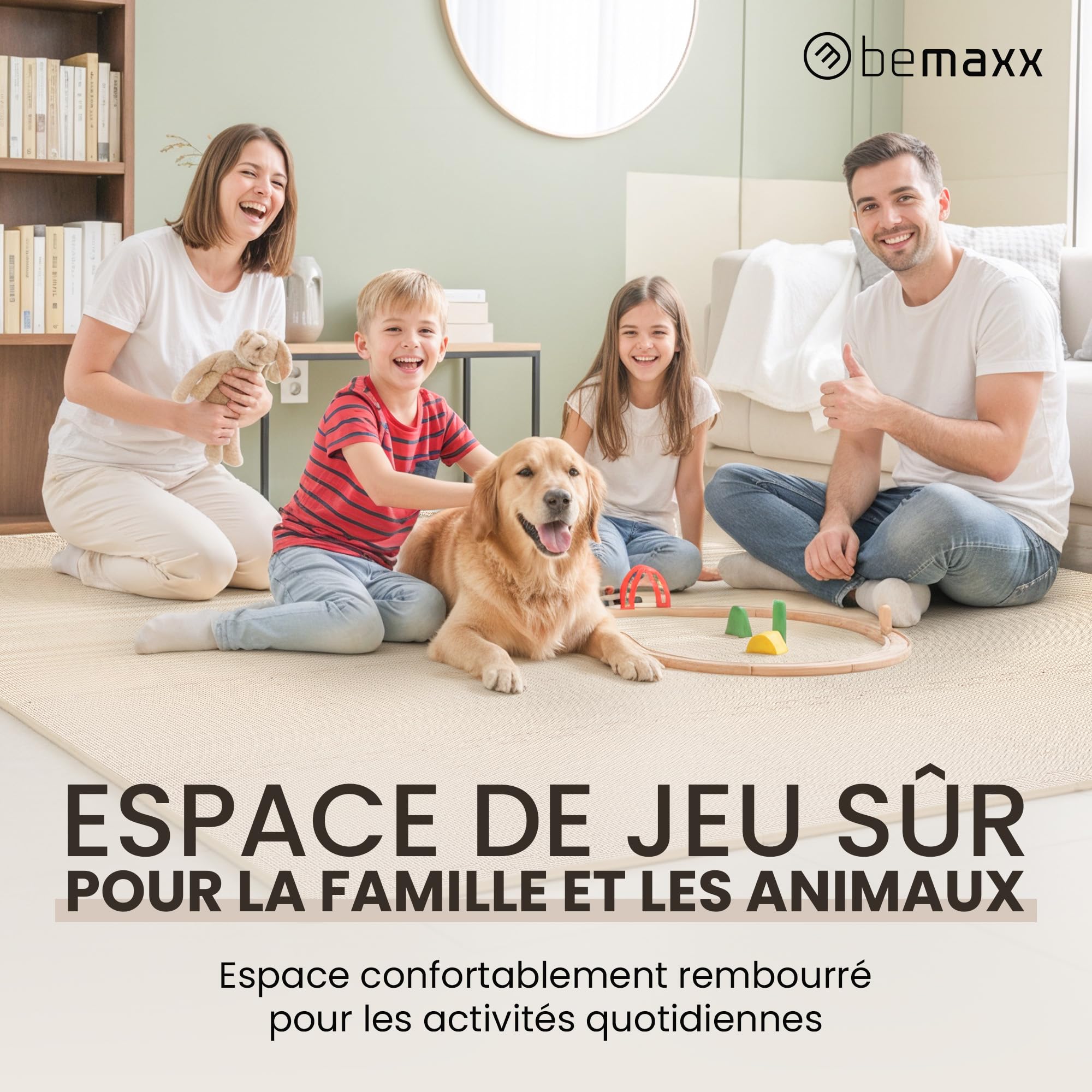 bemaxx Tapis de Fitness Protection de Sol Salle de Sport - Dalles en Mousse | EVA Caoutchouc sans BPA Matelas Puzzle Yoga Pilates Tatami pour Matériel Gym Banc de Musculation Garage Piscine Isolation