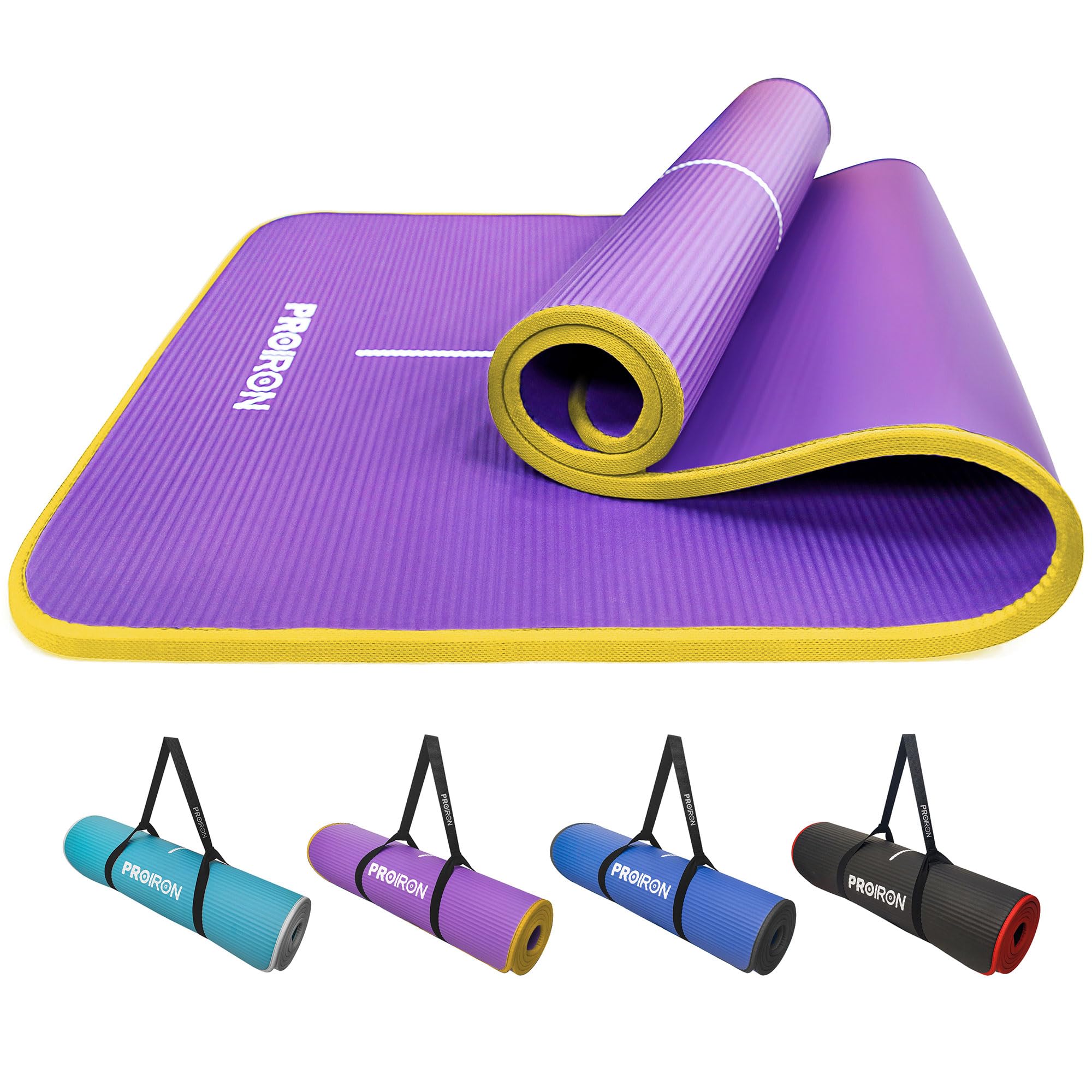 PROIRON Thick 10MM Exercise Mat, Non-Slip Yoga Pilates Gym Mat | Tear-Resistant Reinforced Edges, Flat, Good Elasticity, Camping Mat for Travel, NBR, 1860x660x10mm