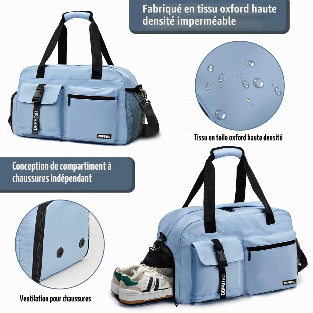 Sac de Sport Femme Homme (Jaune) | Sac Sport avec Compartiment à Chaussures de Ventilation, Sac de Voyage Femme Imperméable avec Compartiment Humide