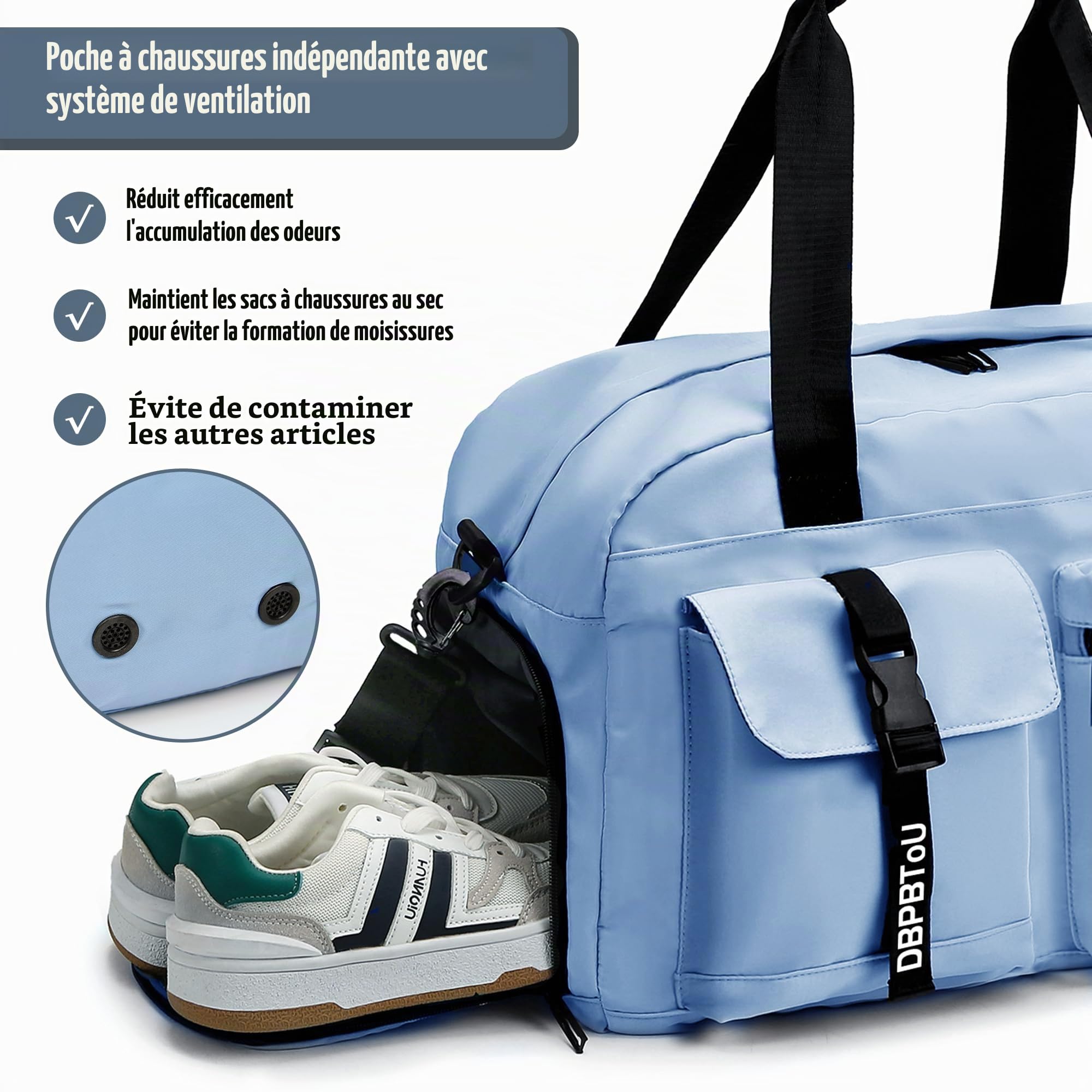 Sac de Sport Femme Homme (Jaune) | Sac Sport avec Compartiment à Chaussures de Ventilation, Sac de Voyage Femme Imperméable avec Compartiment Humide