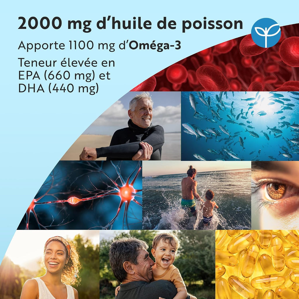 Nutravita Omega 3 Huile de Poissons 2000 mg - 480 Gélules - 8 Mois | Lot de 2 - Haute Concentration en EPA (660mg) & DHA (440mg) - Soutien Fonction Cardiaque et une Vision Normale