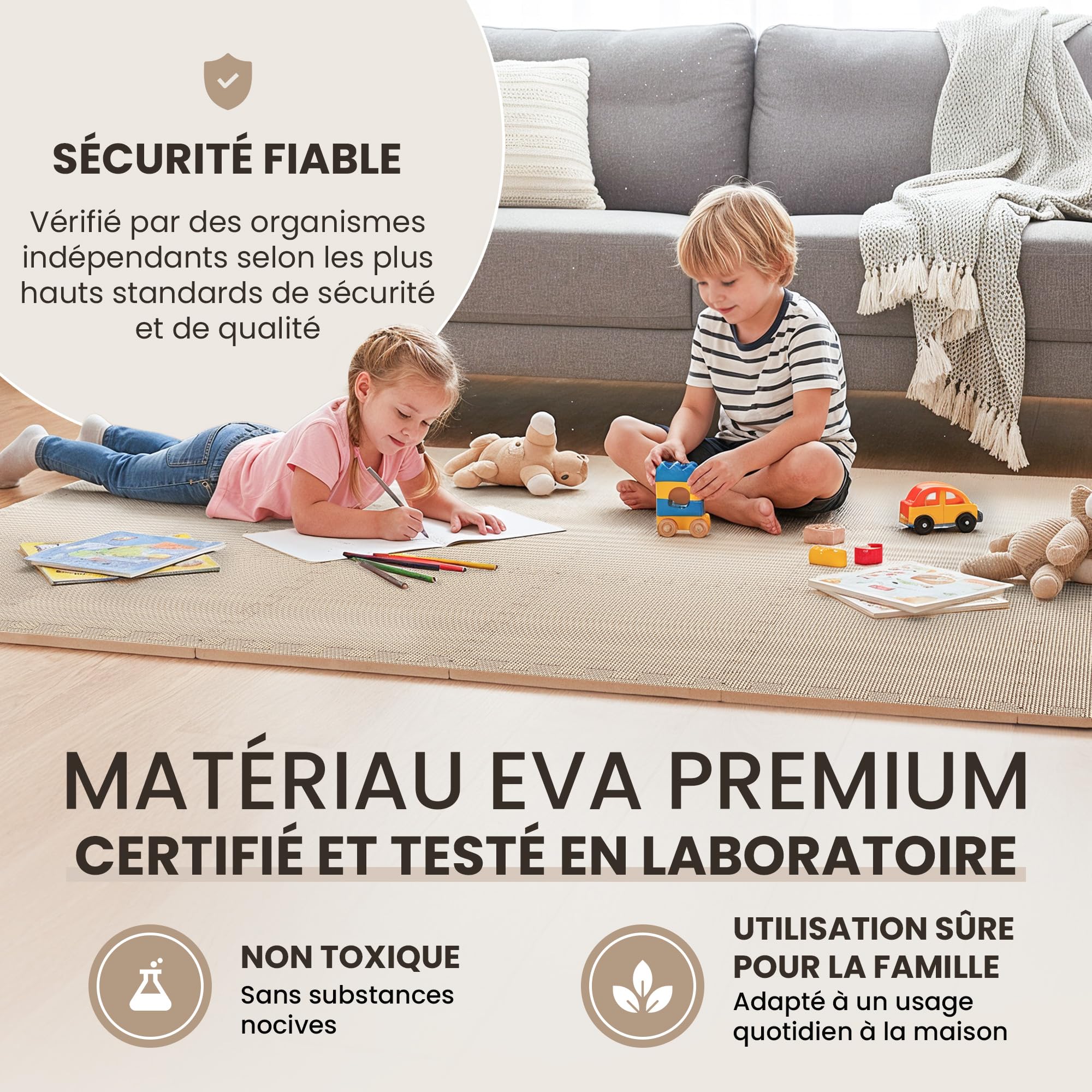 bemaxx Tapis de Fitness Protection de Sol Salle de Sport - Dalles en Mousse | EVA Caoutchouc sans BPA Matelas Puzzle Yoga Pilates Tatami pour Matériel Gym Banc de Musculation Garage Piscine Isolation