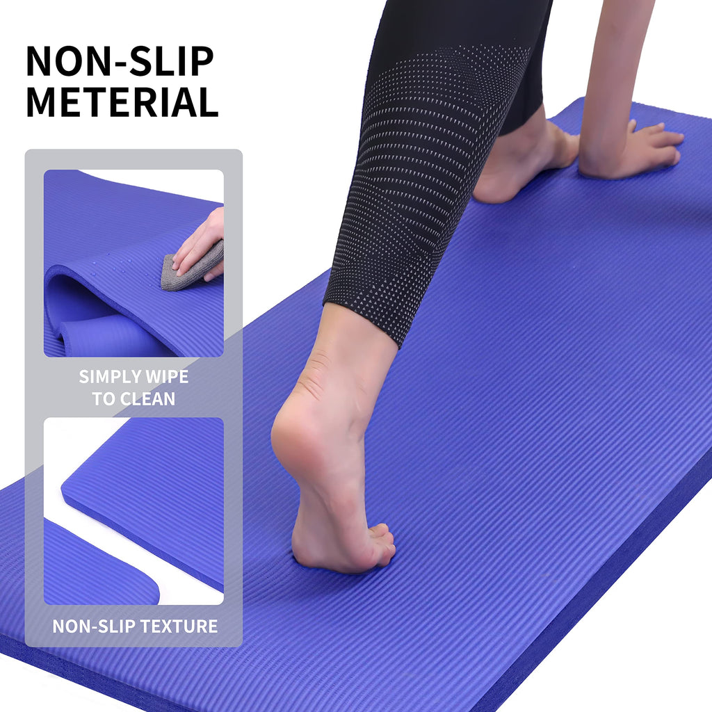 PROIRON Thick 10MM Exercise Mat, Non-Slip Yoga Pilates Gym Mat | Tear-Resistant Reinforced Edges, Flat, Good Elasticity, Camping Mat for Travel, NBR, 1860x660x10mm