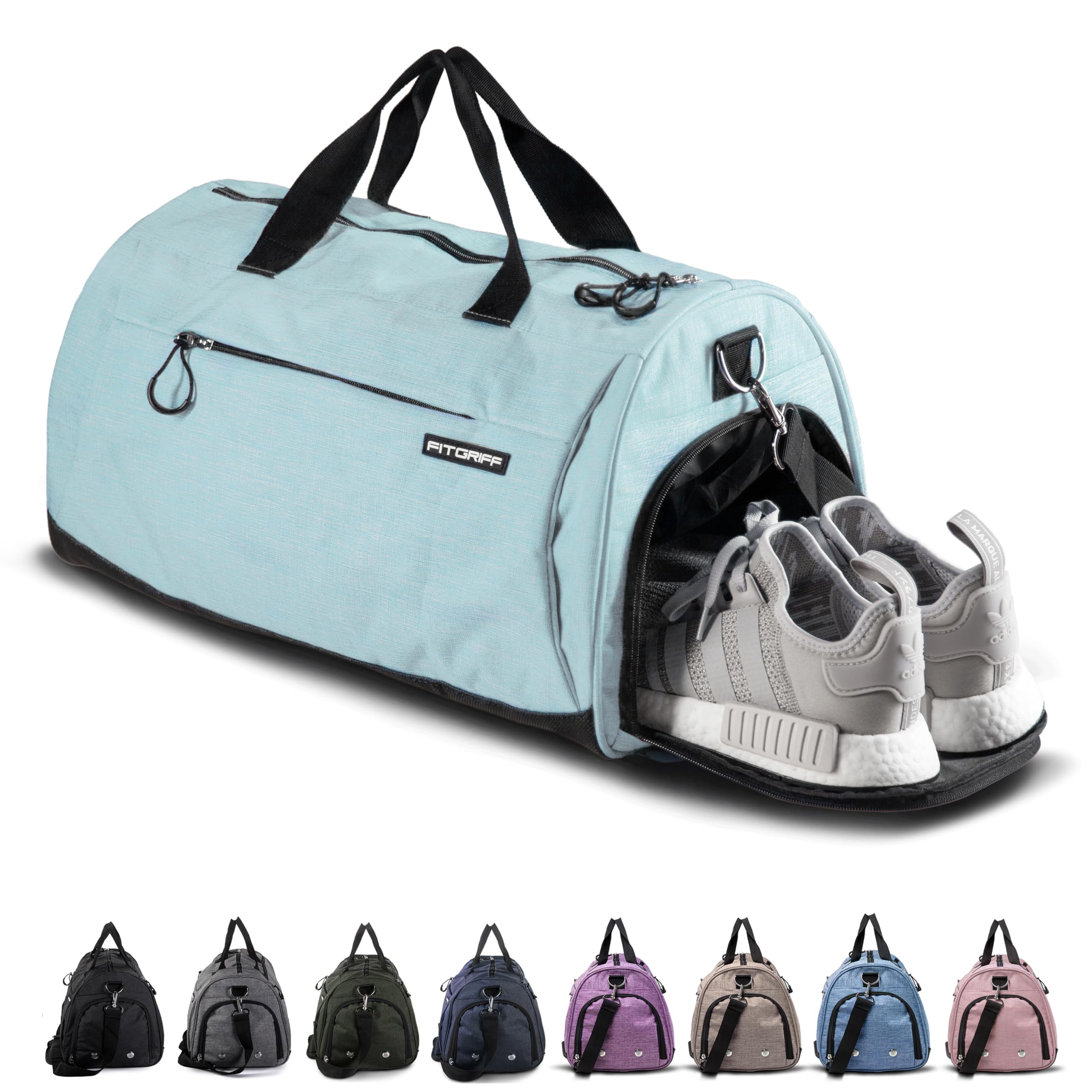 Fitgriff® Sac de Sport Homme & Femme V1 - Sacs de Voyage avec Compartiments Chaussures et Humide, pour Gym, Fitness, Weekend - Duffel Bag