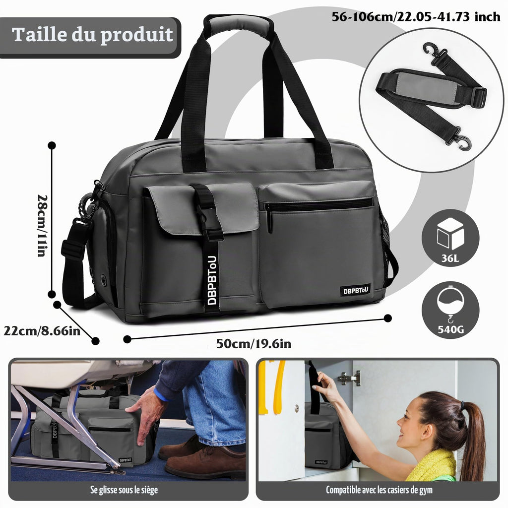 Sac de Sport Femme Homme (Jaune) | Sac Sport avec Compartiment à Chaussures de Ventilation, Sac de Voyage Femme Imperméable avec Compartiment Humide