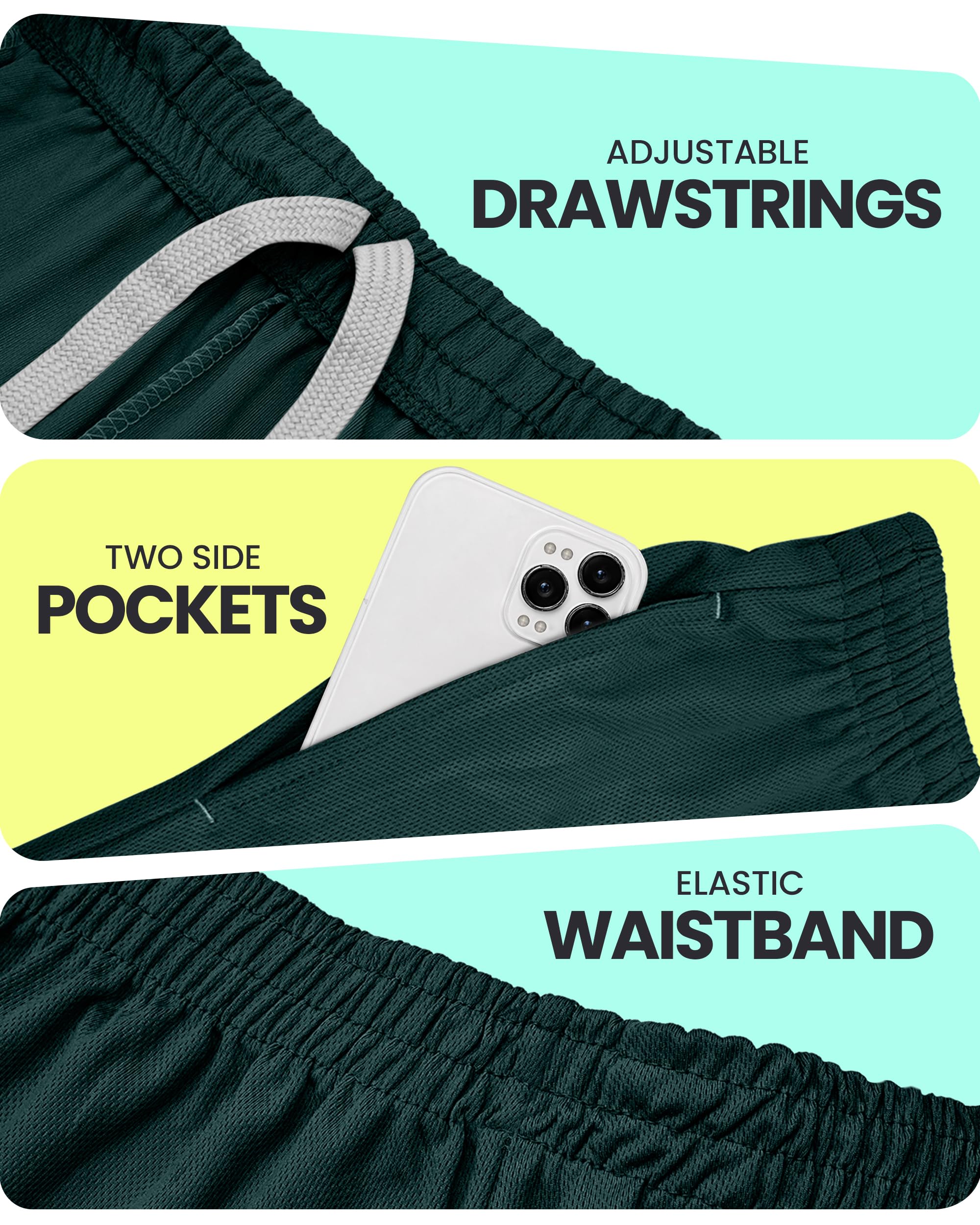 Breathable Mesh Mens Athletic Shorts Loose-Fit Quick Dry Running Gym Shorts | Lightweight Activewear Knit Workout Shorts with Pockets 8 Inch Inseam Elastic Waistband with Drawstring