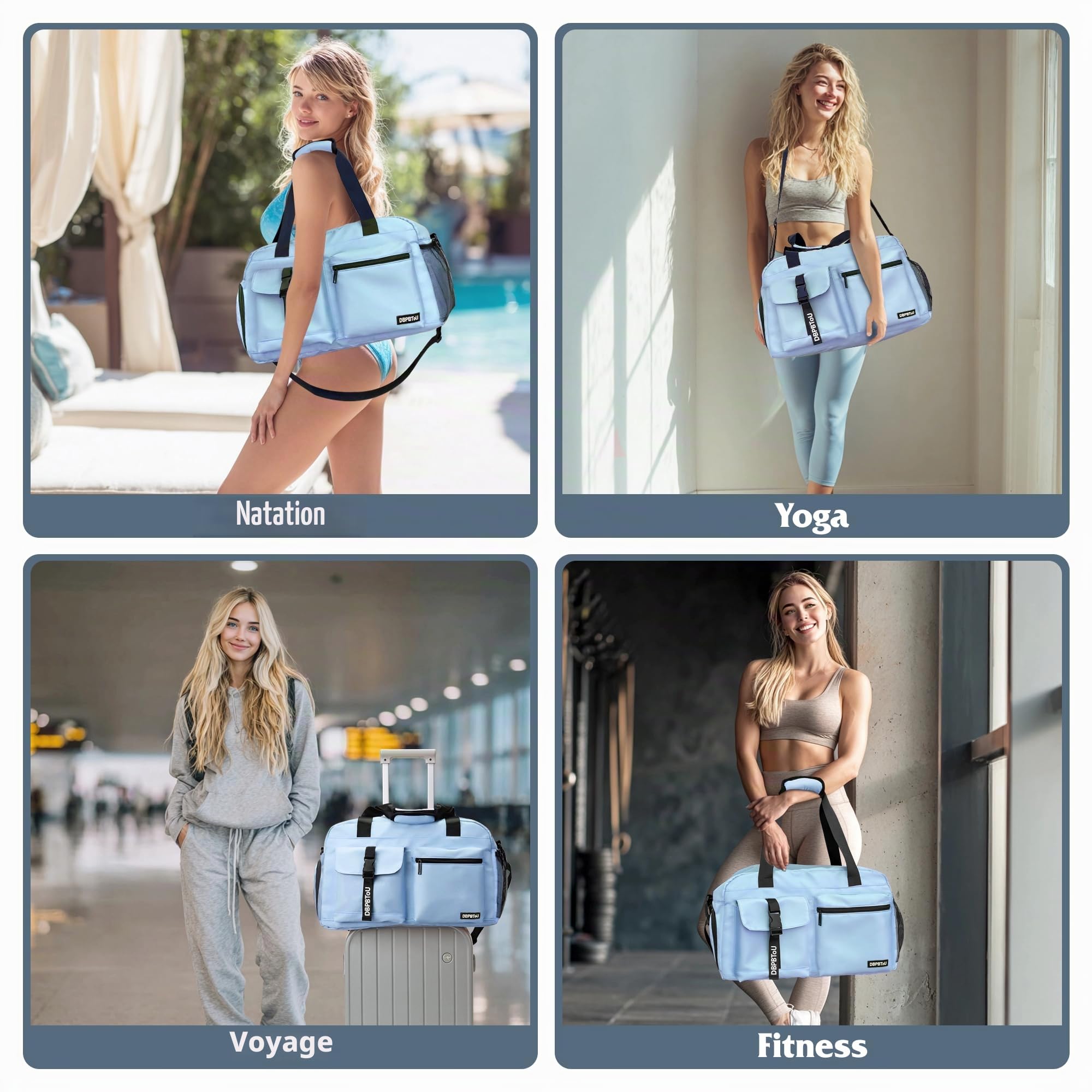 Sac de Sport Femme Homme (Jaune) | Sac Sport avec Compartiment à Chaussures de Ventilation, Sac de Voyage Femme Imperméable avec Compartiment Humide