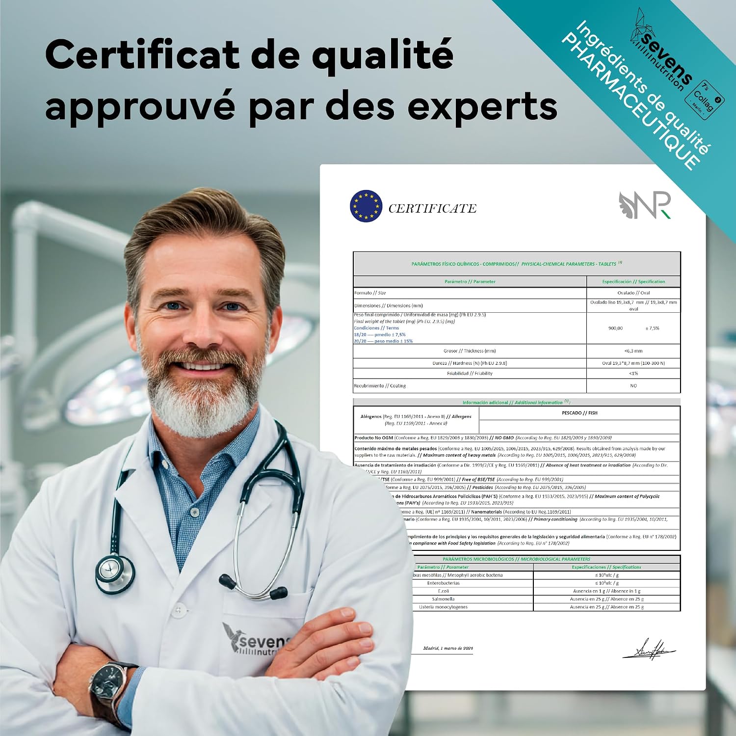 Collagène Marin Hydrolysé avec Magnésium Acide Hyaluronique Coenzyme Q10 | 120 Gélules - Peau Os Articulations - Vitamines A C D3 B12 Zinc - Haute Absorption - Sevens