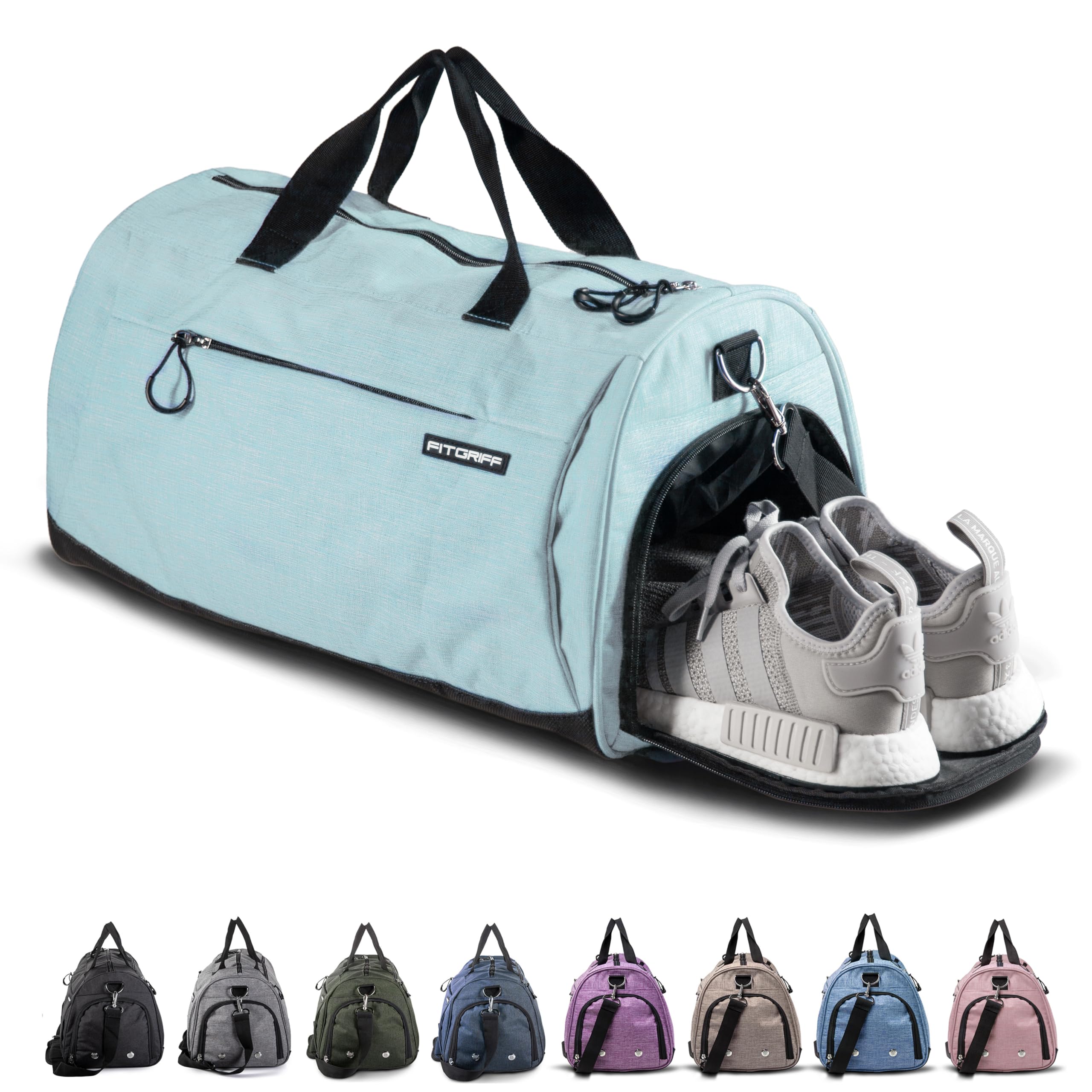Fitgriff® Sac de Sport Homme & Femme V1 - Sacs de Voyage avec Compartiments Chaussures et Humide, pour Gym, Fitness, Weekend - Duffel Bag