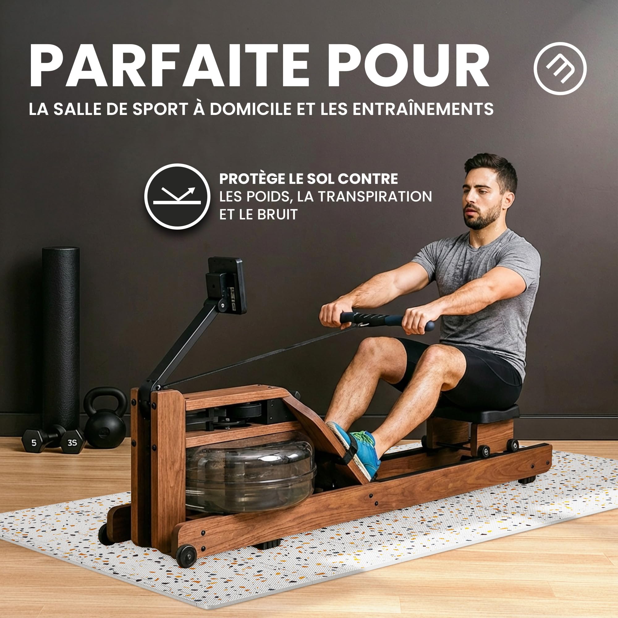 bemaxx Tapis de Fitness Protection de Sol Salle de Sport - Dalles en Mousse | EVA Caoutchouc sans BPA Matelas Puzzle Yoga Pilates Tatami pour Matériel Gym Banc de Musculation Garage Piscine Isolation