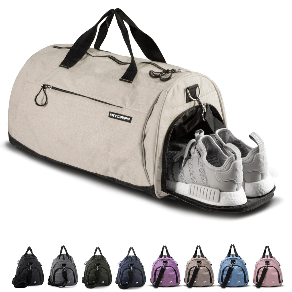 Fitgriff® Sac de Sport Homme & Femme V1 - Sacs de Voyage avec Compartiments Chaussures et Humide, pour Gym, Fitness, Weekend - Duffel Bag