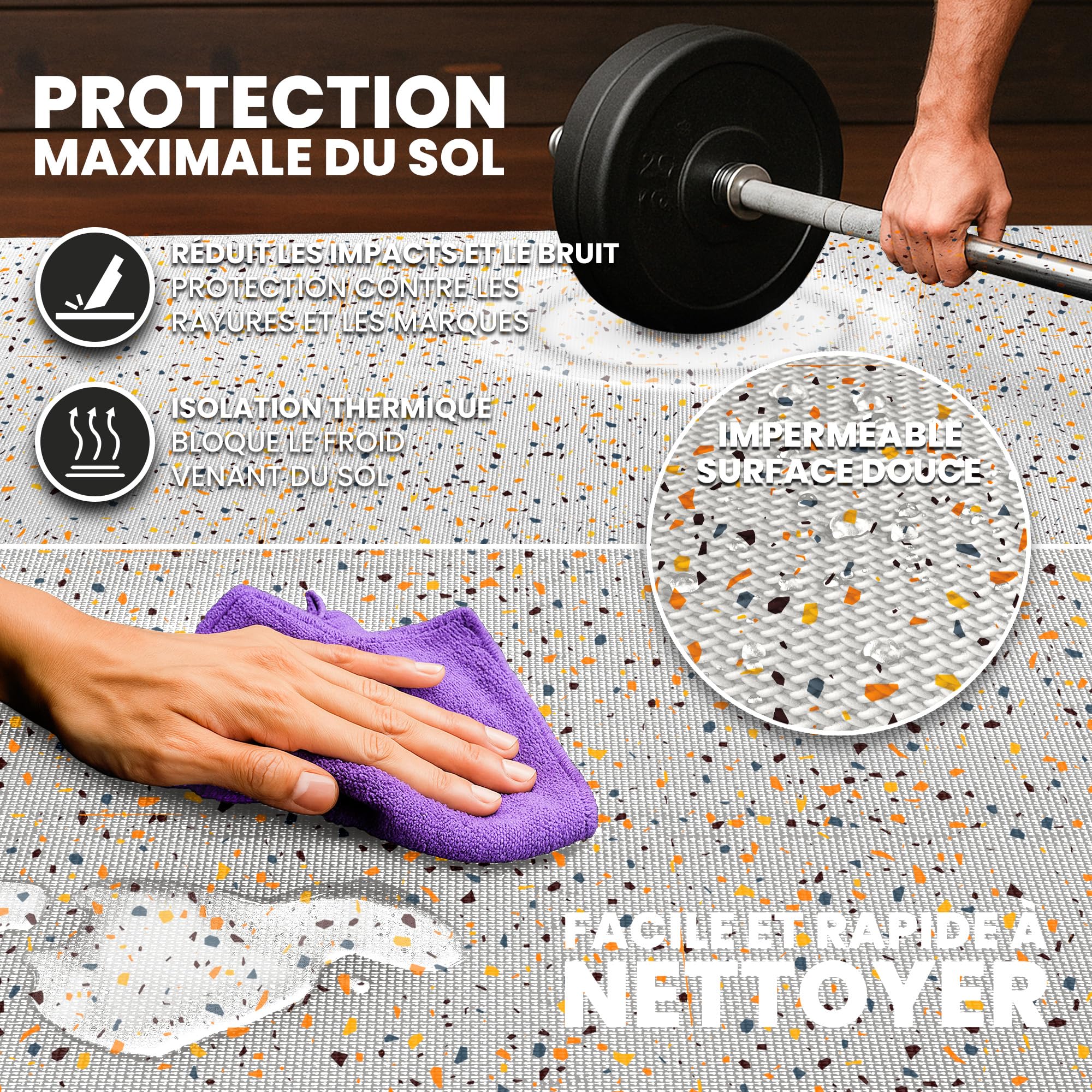 bemaxx Tapis de Fitness Protection de Sol Salle de Sport - Dalles en Mousse | EVA Caoutchouc sans BPA Matelas Puzzle Yoga Pilates Tatami pour Matériel Gym Banc de Musculation Garage Piscine Isolation