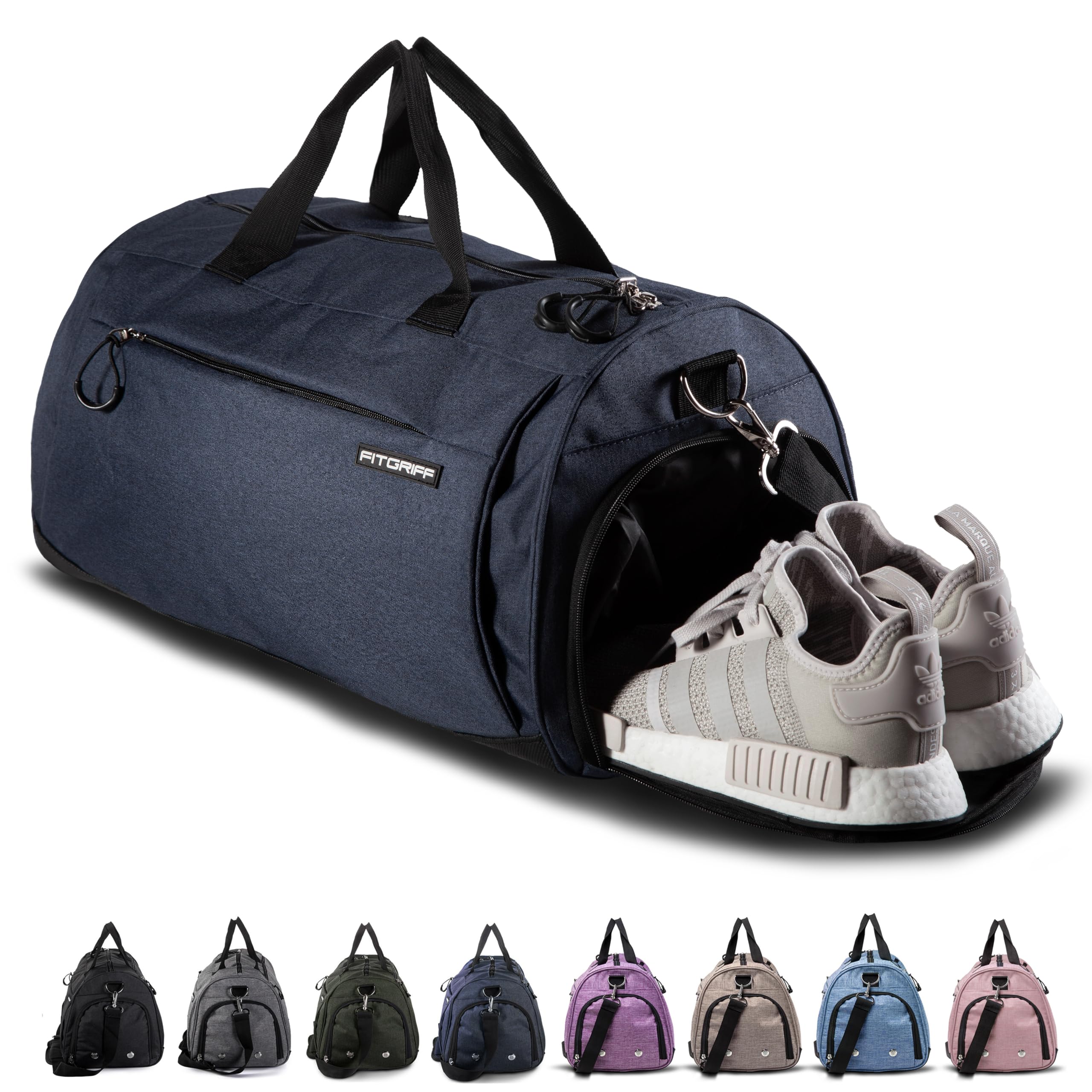 Fitgriff® Sac de Sport Homme & Femme V1 - Sacs de Voyage avec Compartiments Chaussures et Humide, pour Gym, Fitness, Weekend - Duffel Bag