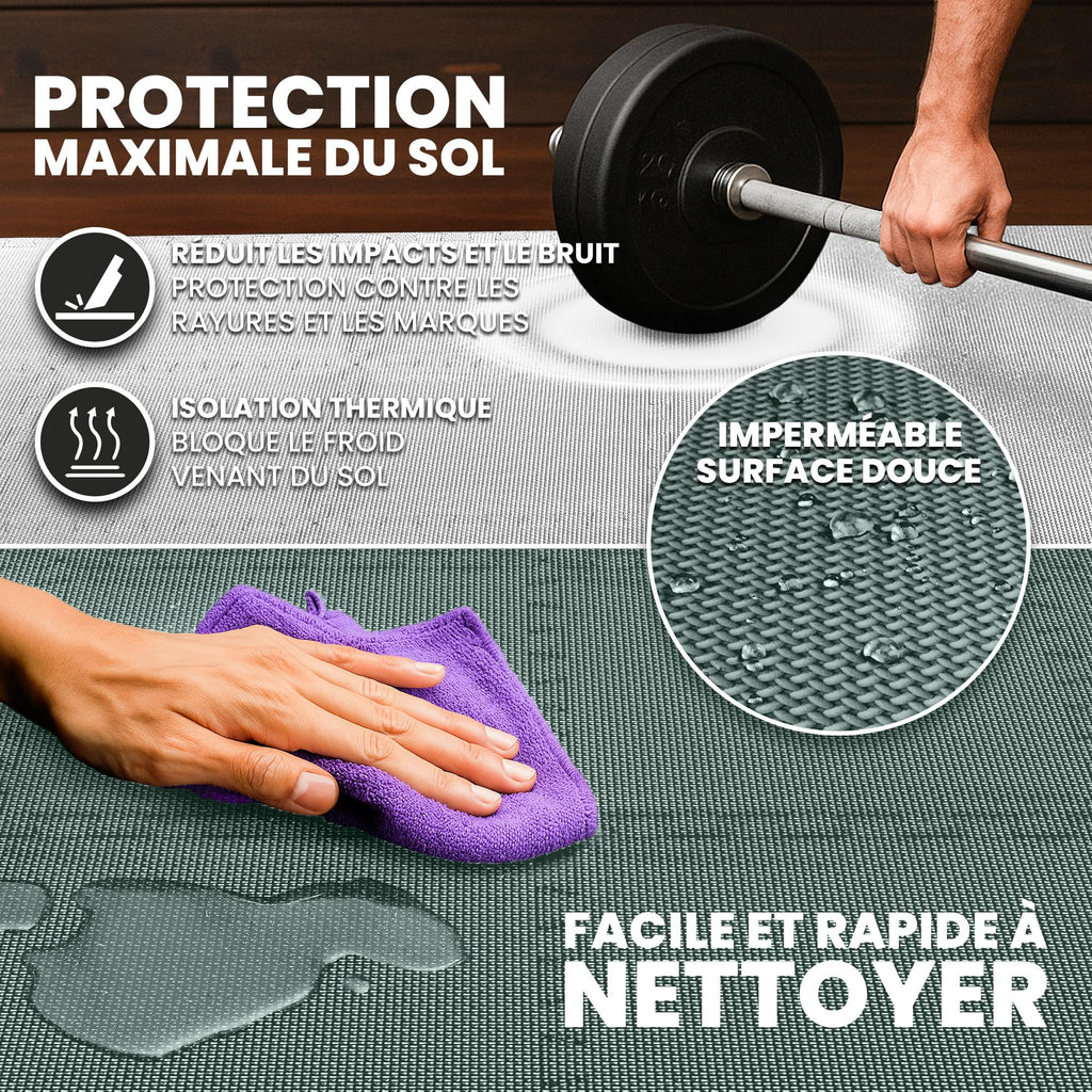 bemaxx Tapis de Fitness Protection de Sol Salle de Sport - Dalles en Mousse | EVA Caoutchouc sans BPA Matelas Puzzle Yoga Pilates Tatami pour Matériel Gym Banc de Musculation Garage Piscine Isolation