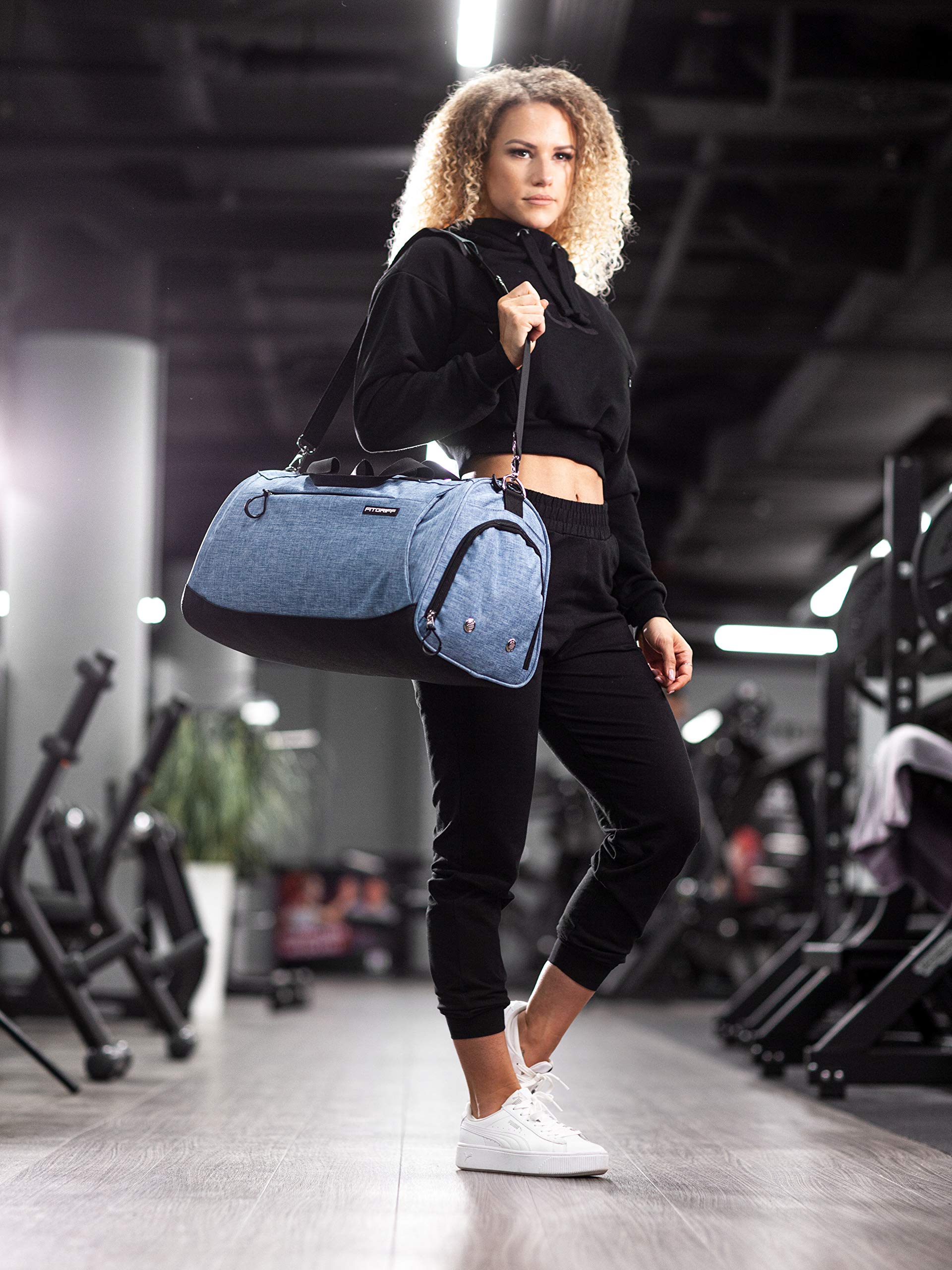 Fitgriff® Sac de Sport Homme & Femme V1 - Sacs de Voyage avec Compartiments Chaussures et Humide, pour Gym, Fitness, Weekend - Duffel Bag