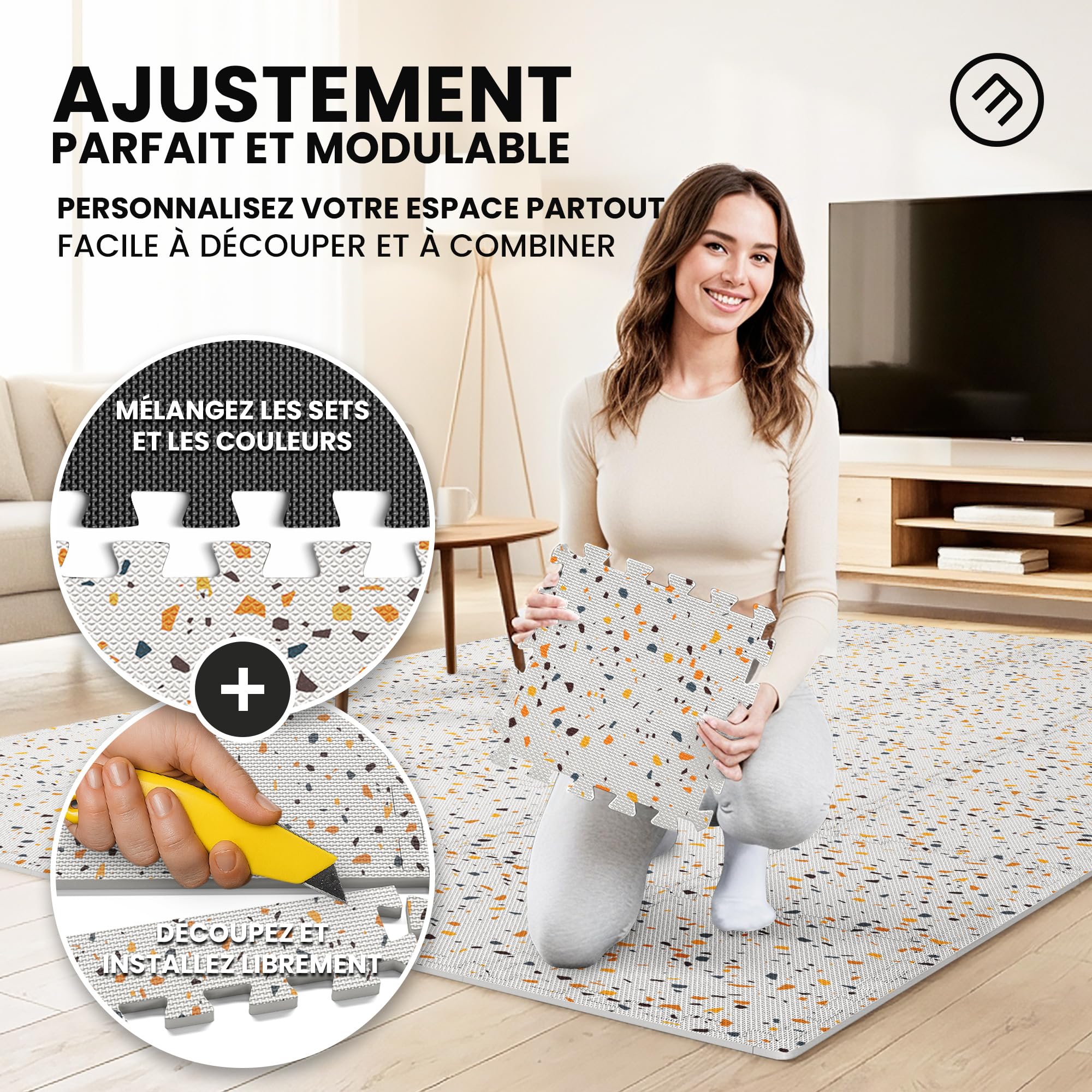 bemaxx Fitness Mat Floor Protection Gym - Foam Tiles | EVA Rubber BPA-Free Puzzle Mat Yoga Pilates Tatami for Gym Equipment Weight Bench Garage Pool Insulation