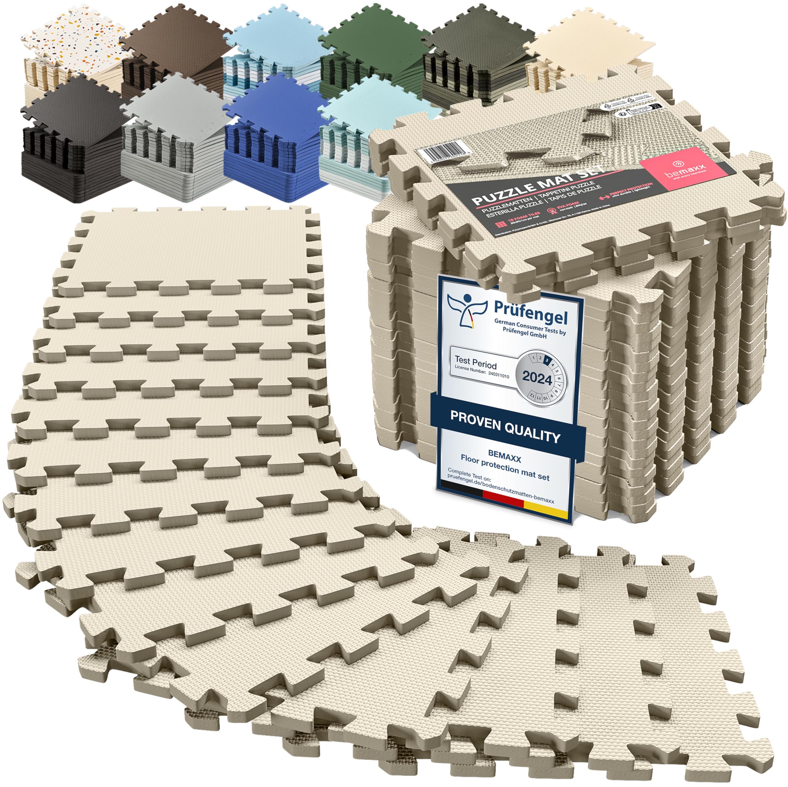 bemaxx Fitness Mat Floor Protection Gym - Foam Tiles | EVA Rubber BPA-Free Puzzle Mat Yoga Pilates Tatami for Gym Equipment Weight Bench Garage Pool Insulation