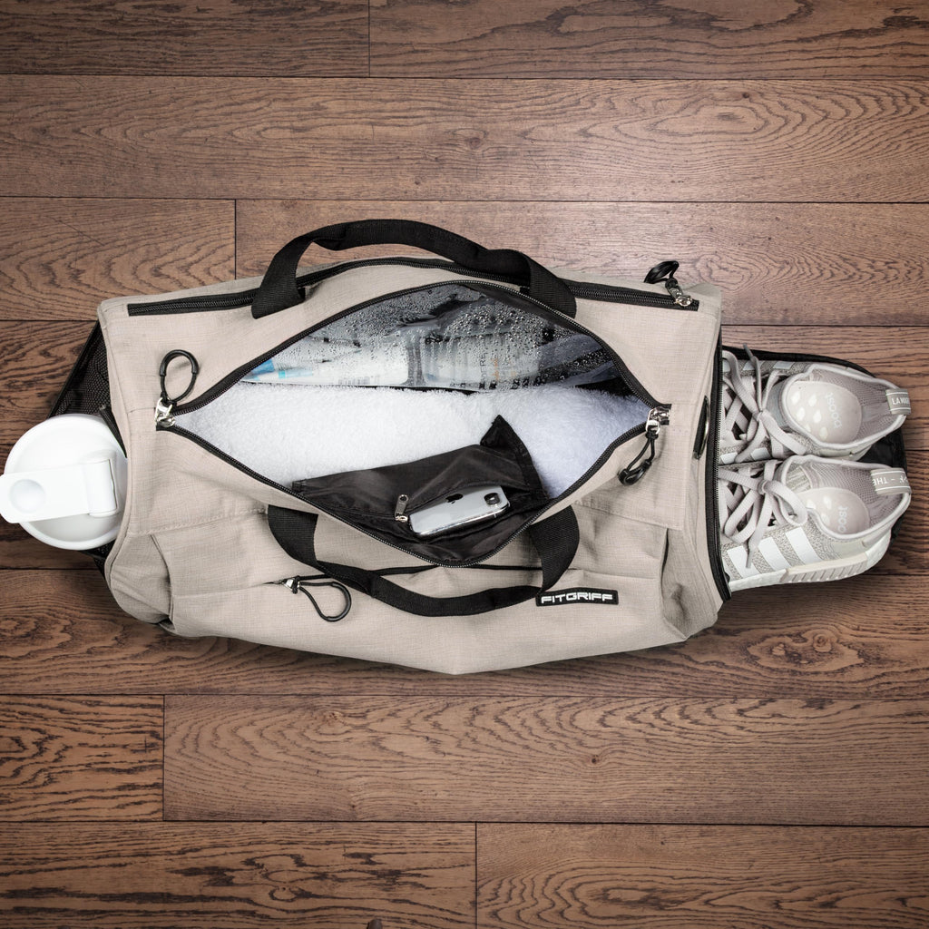 Fitgriff® Sac de Sport Homme & Femme V1 - Sacs de Voyage avec Compartiments Chaussures et Humide, pour Gym, Fitness, Weekend - Duffel Bag