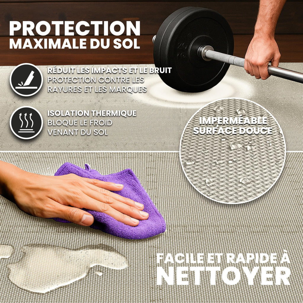 bemaxx Tapis de Fitness Protection de Sol Salle de Sport - Dalles en Mousse | EVA Caoutchouc sans BPA Matelas Puzzle Yoga Pilates Tatami pour Matériel Gym Banc de Musculation Garage Piscine Isolation