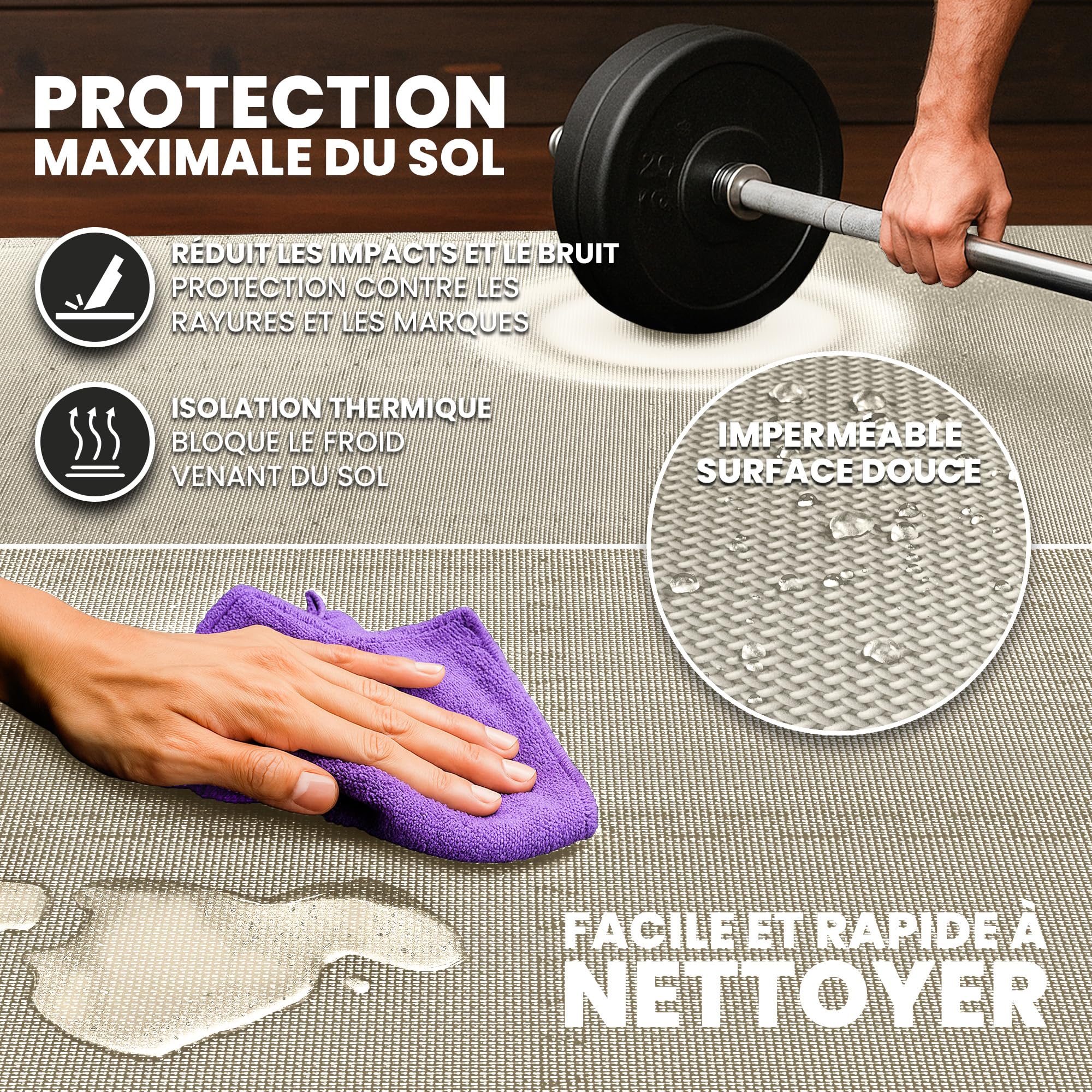 bemaxx Tapis de Fitness Protection de Sol Salle de Sport - Dalles en Mousse | EVA Caoutchouc sans BPA Matelas Puzzle Yoga Pilates Tatami pour Matériel Gym Banc de Musculation Garage Piscine Isolation