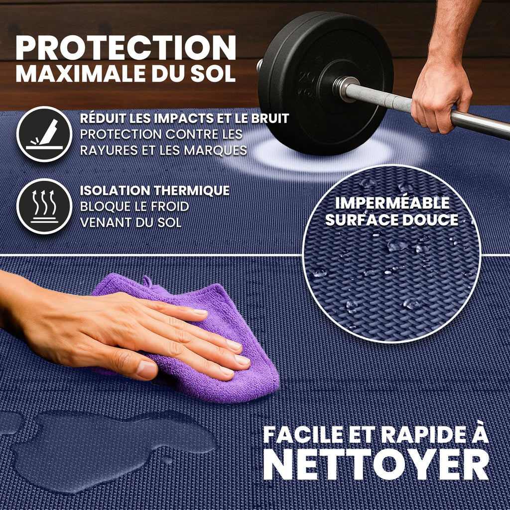 bemaxx Tapis de Fitness Protection de Sol Salle de Sport - Dalles en Mousse | EVA Caoutchouc sans BPA Matelas Puzzle Yoga Pilates Tatami pour Matériel Gym Banc de Musculation Garage Piscine Isolation