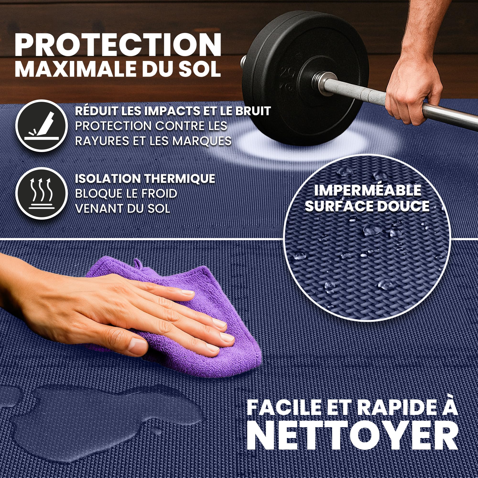 bemaxx Tapis de Fitness Protection de Sol Salle de Sport - Dalles en Mousse | EVA Caoutchouc sans BPA Matelas Puzzle Yoga Pilates Tatami pour Matériel Gym Banc de Musculation Garage Piscine Isolation
