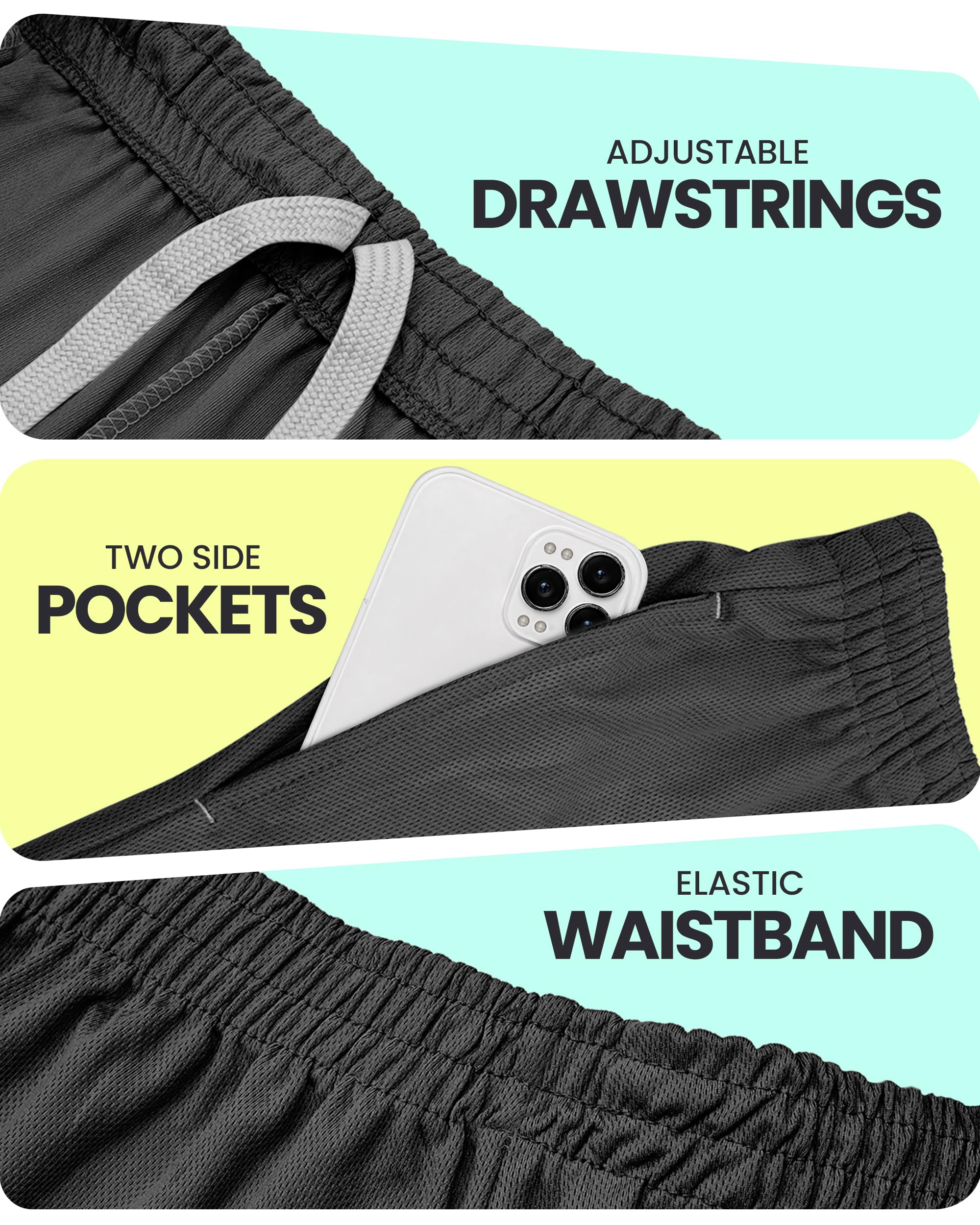 Breathable Mesh Mens Athletic Shorts Loose-Fit Quick Dry Running Gym Shorts | Lightweight Activewear Knit Workout Shorts with Pockets 8 Inch Inseam Elastic Waistband with Drawstring