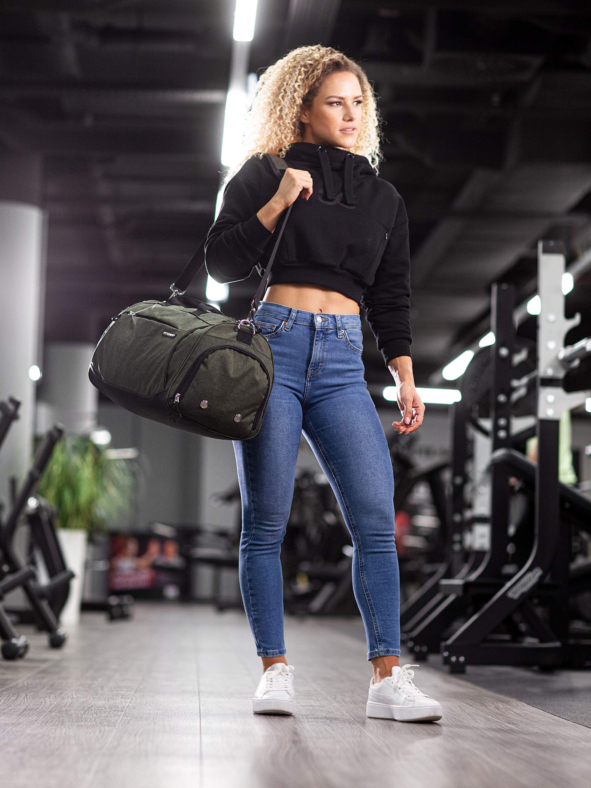 Fitgriff® Sac de Sport Homme & Femme V1 - Sacs de Voyage avec Compartiments Chaussures et Humide, pour Gym, Fitness, Weekend - Duffel Bag