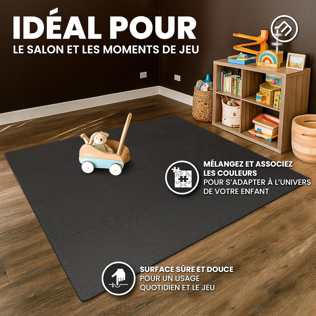 bemaxx Tapis de Fitness Protection de Sol Salle de Sport - Dalles en Mousse | EVA Caoutchouc sans BPA Matelas Puzzle Yoga Pilates Tatami pour Matériel Gym Banc de Musculation Garage Piscine Isolation