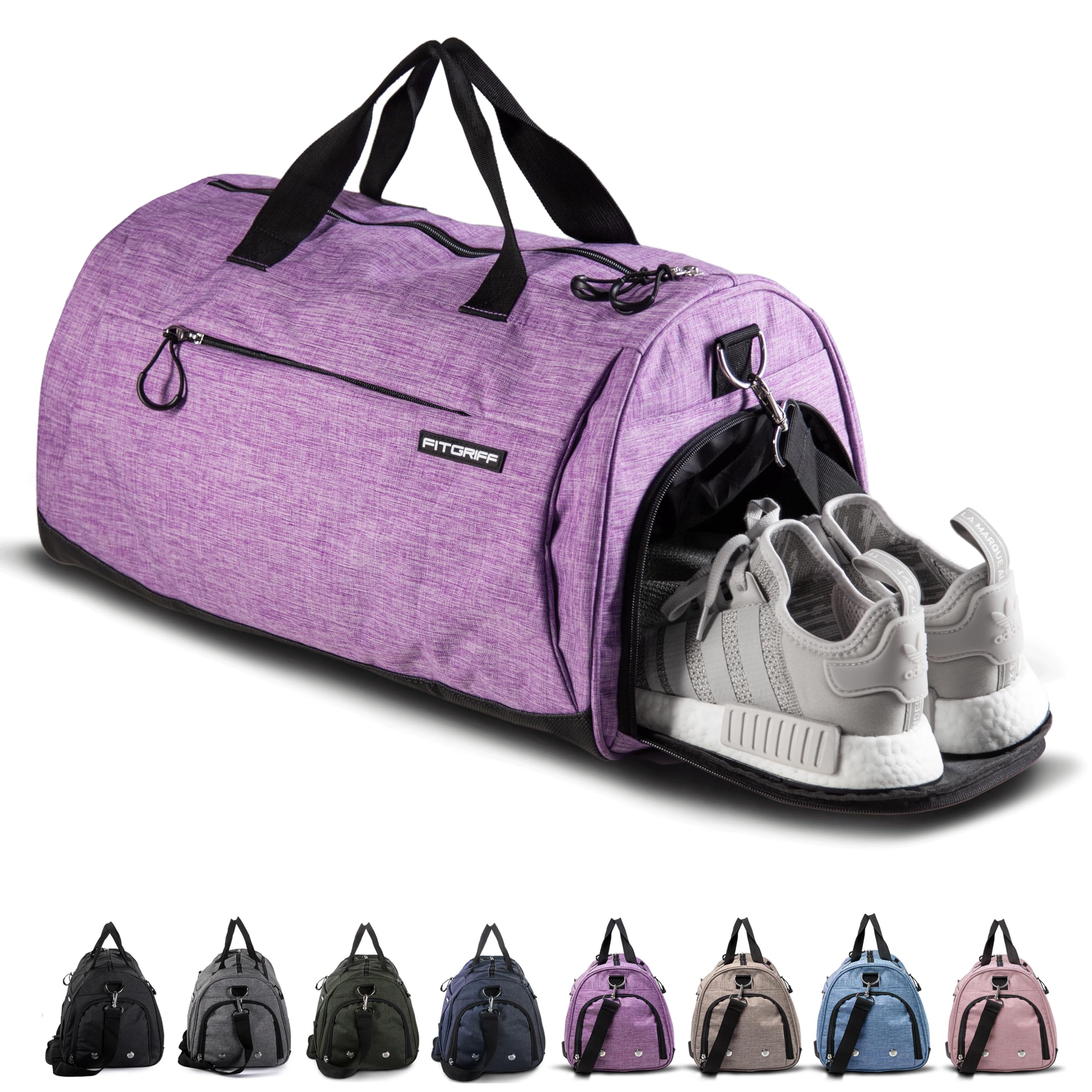 Fitgriff® Sac de Sport Homme & Femme V1 - Sacs de Voyage avec Compartiments Chaussures et Humide, pour Gym, Fitness, Weekend - Duffel Bag
