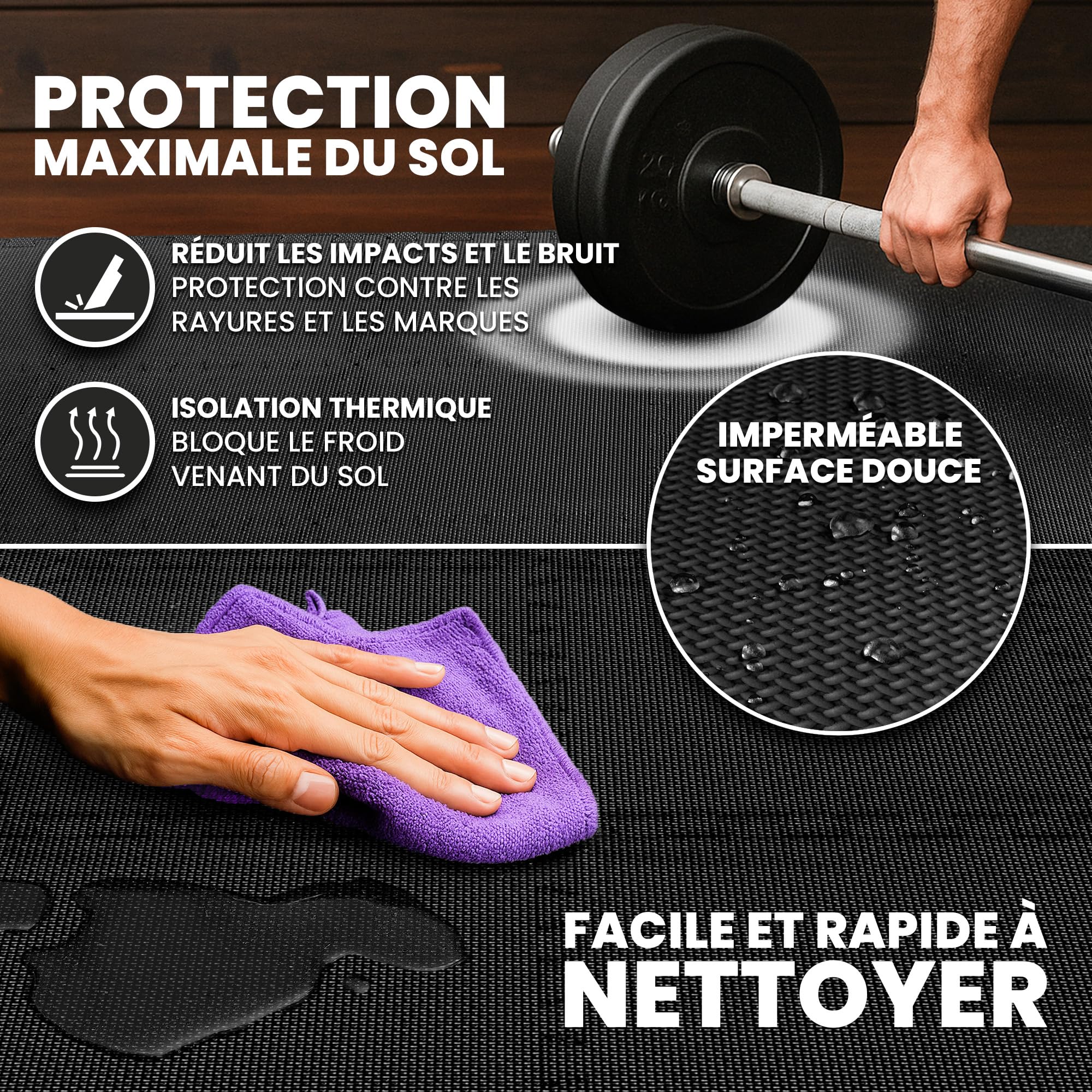 bemaxx Tapis de Fitness Protection de Sol Salle de Sport - Dalles en Mousse | EVA Caoutchouc sans BPA Matelas Puzzle Yoga Pilates Tatami pour Matériel Gym Banc de Musculation Garage Piscine Isolation
