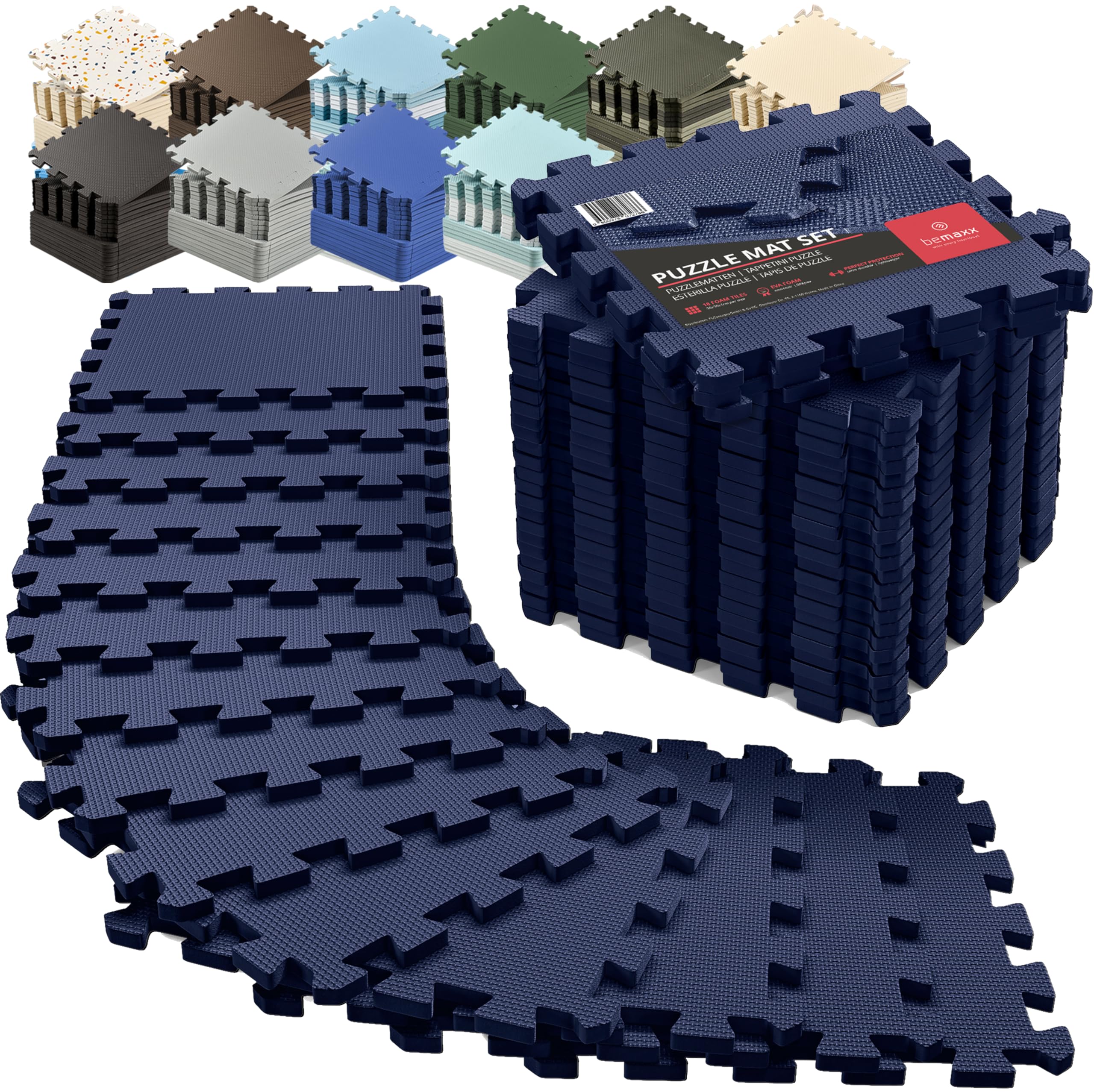 bemaxx Fitness Mat Floor Protection Gym - Foam Tiles | EVA Rubber BPA-Free Puzzle Mat Yoga Pilates Tatami for Gym Equipment Weight Bench Garage Pool Insulation