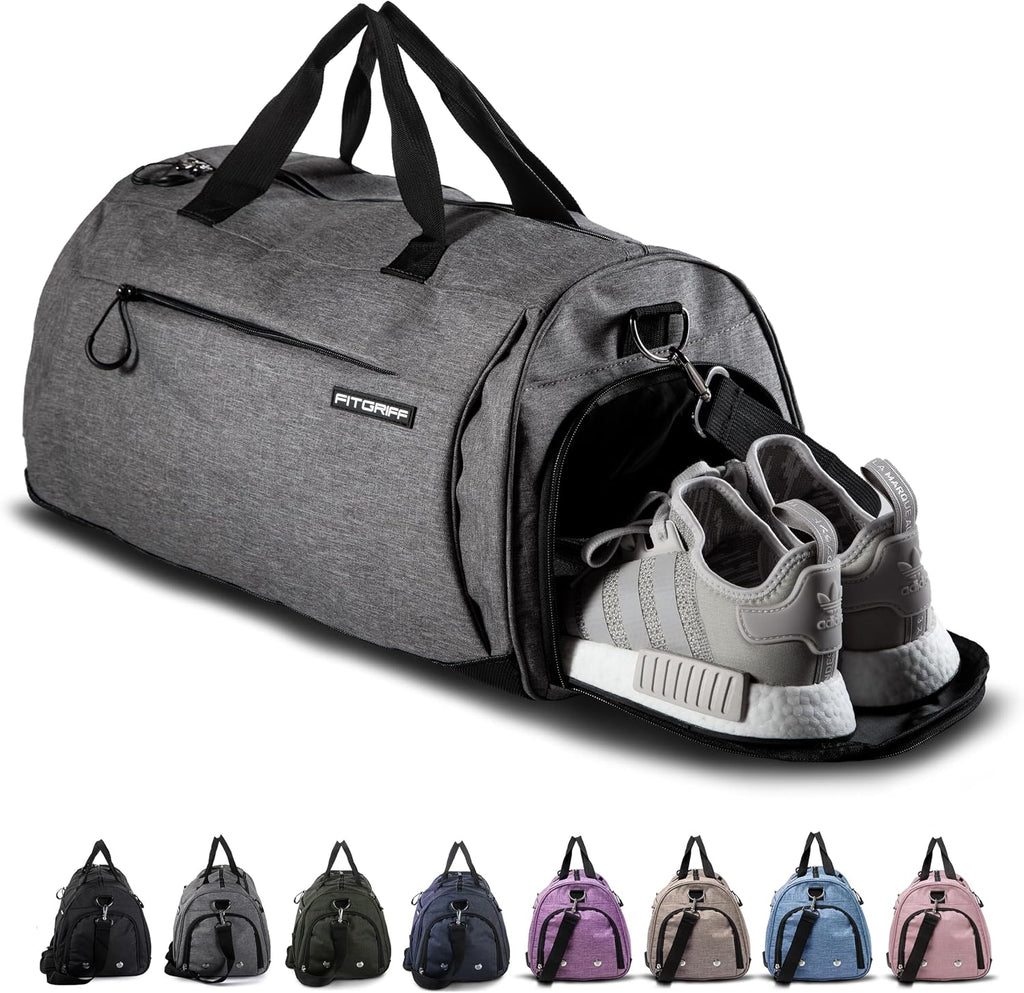 Fitgriff® Sac de Sport Homme & Femme V1 - Sacs de Voyage avec Compartiments Chaussures et Humide, pour Gym, Fitness, Weekend - Duffel Bag