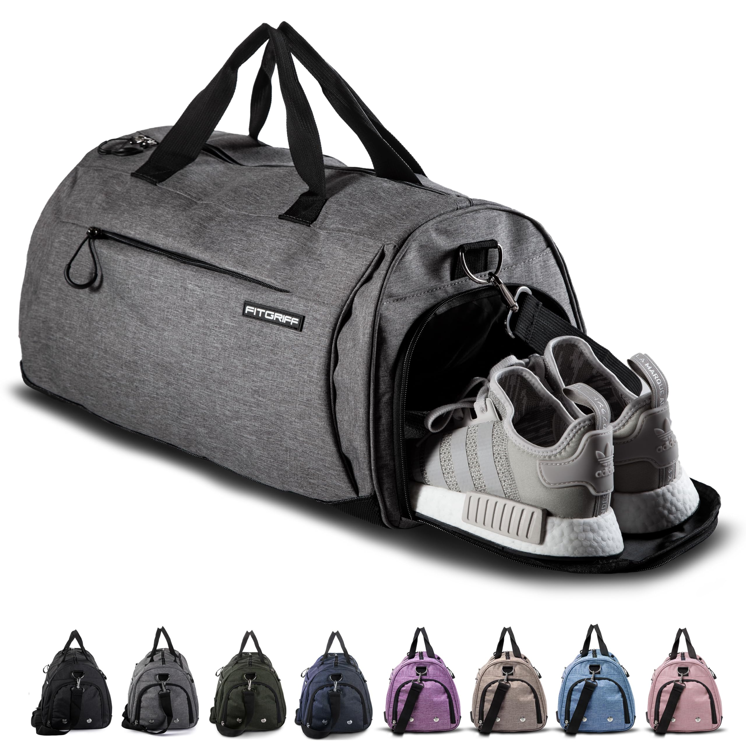 Fitgriff® Sac de Sport Homme & Femme V1 - Sacs de Voyage avec Compartiments Chaussures et Humide, pour Gym, Fitness, Weekend - Duffel Bag