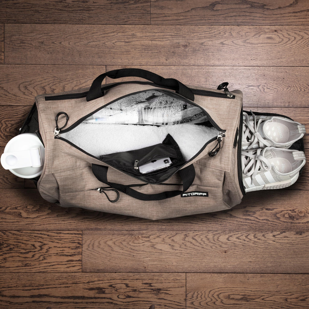 Fitgriff® Sac de Sport Homme & Femme V1 - Sacs de Voyage avec Compartiments Chaussures et Humide, pour Gym, Fitness, Weekend - Duffel Bag
