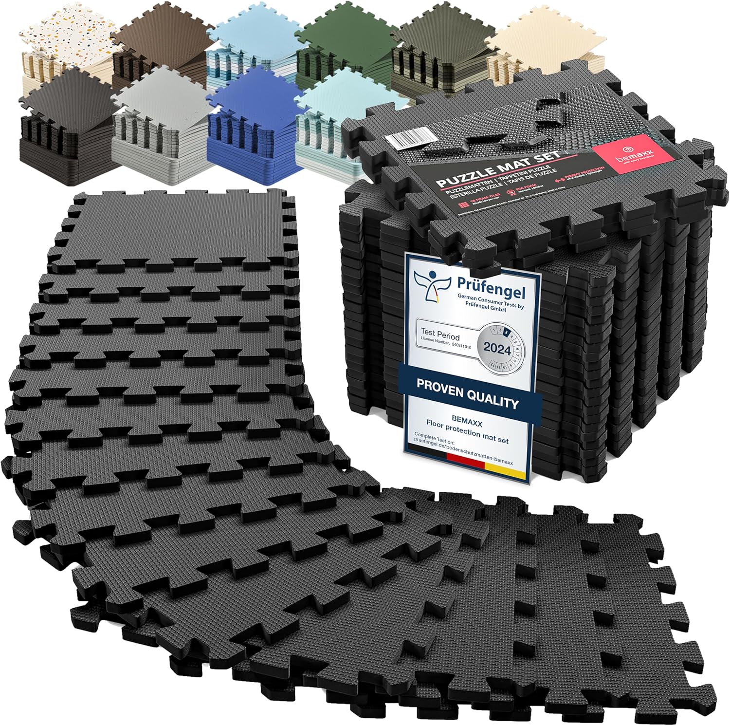 bemaxx Fitness Mat Floor Protection Gym - Foam Tiles | EVA Rubber BPA-Free Puzzle Mat Yoga Pilates Tatami for Gym Equipment Weight Bench Garage Pool Insulation