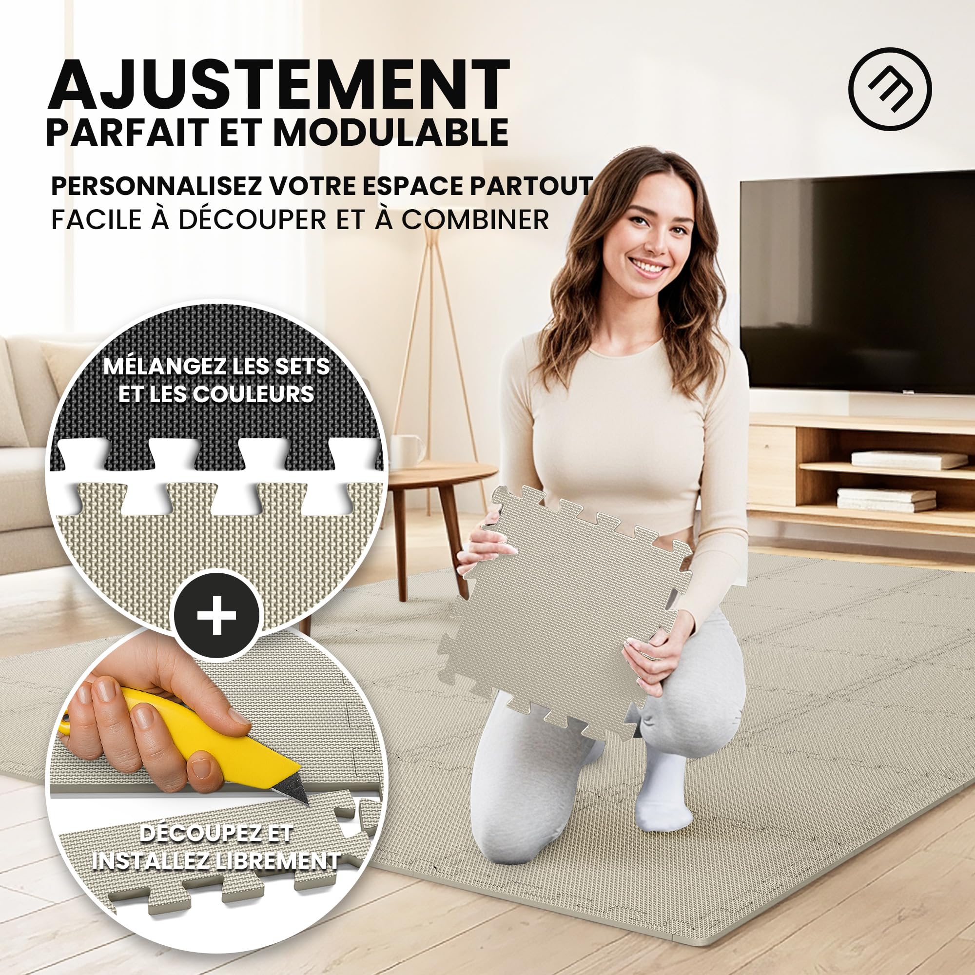 bemaxx Tapis de Fitness Protection de Sol Salle de Sport - Dalles en Mousse | EVA Caoutchouc sans BPA Matelas Puzzle Yoga Pilates Tatami pour Matériel Gym Banc de Musculation Garage Piscine Isolation