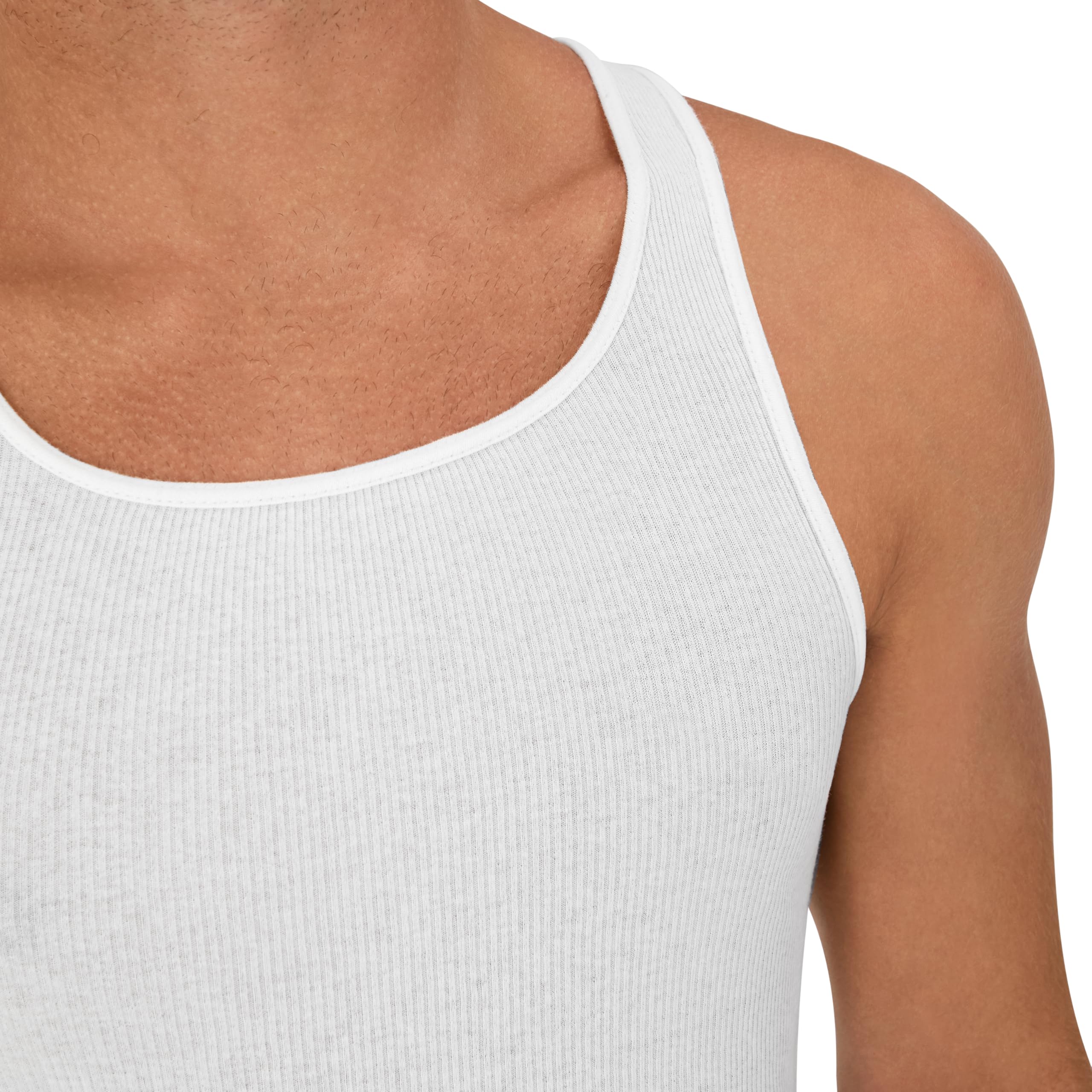 Hanes Men's Tank Undershirt Pack, Cotton Tank Undershirt, Moisture-Wicking, Breathable, White or Grey/Black, Multi-Pack