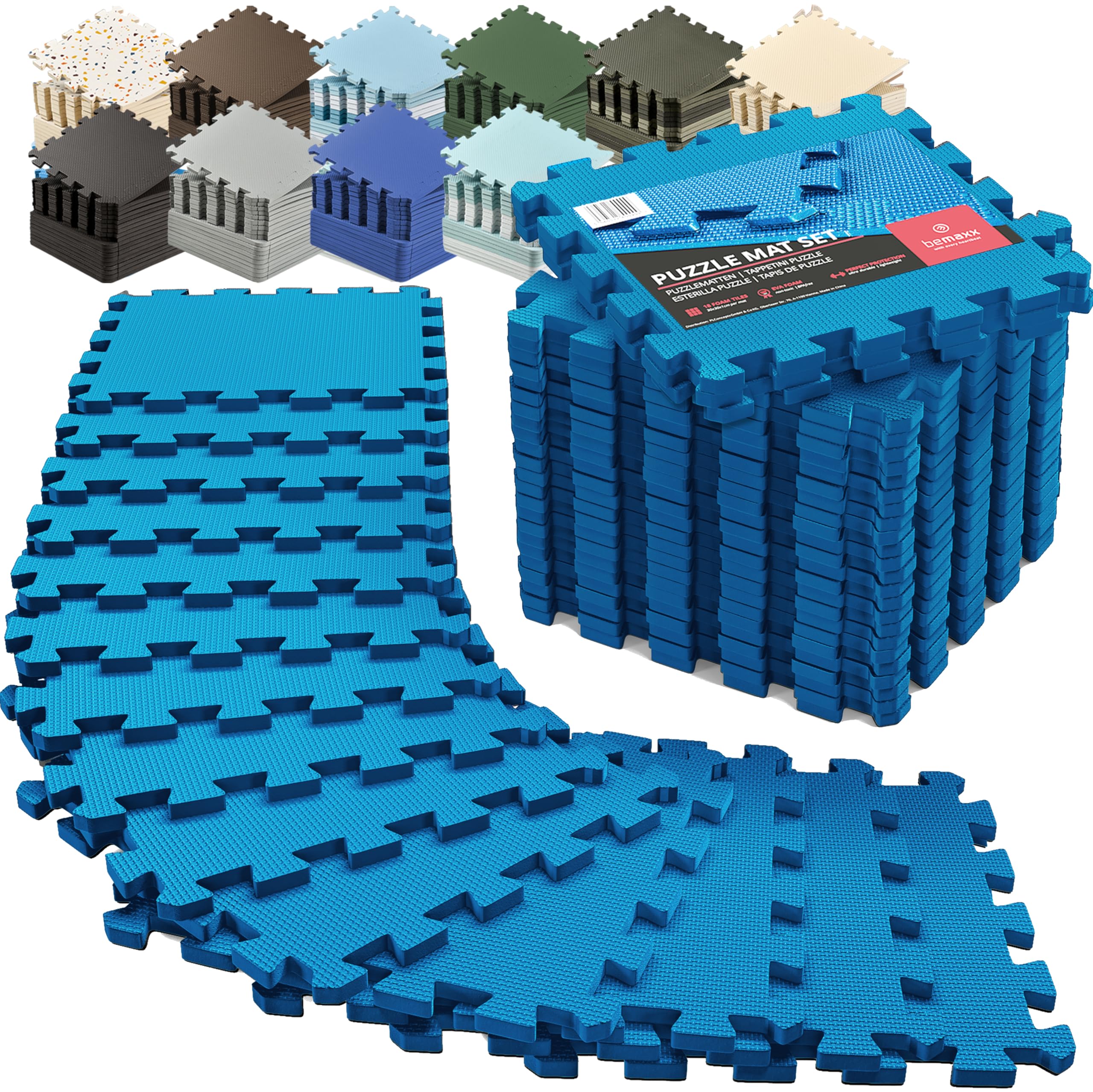 bemaxx Fitness Mat Floor Protection Gym - Foam Tiles | EVA Rubber BPA-Free Puzzle Mat Yoga Pilates Tatami for Gym Equipment Weight Bench Garage Pool Insulation