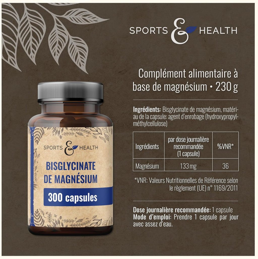 Magnésium Bisglycinate en Gélules 300-400mg par Portion Quotidienne Végan | Hautement Dosées Haute Absorption - Forme Chélatée Facilement Assimilable - Format Complet et Pratique au Quotidien