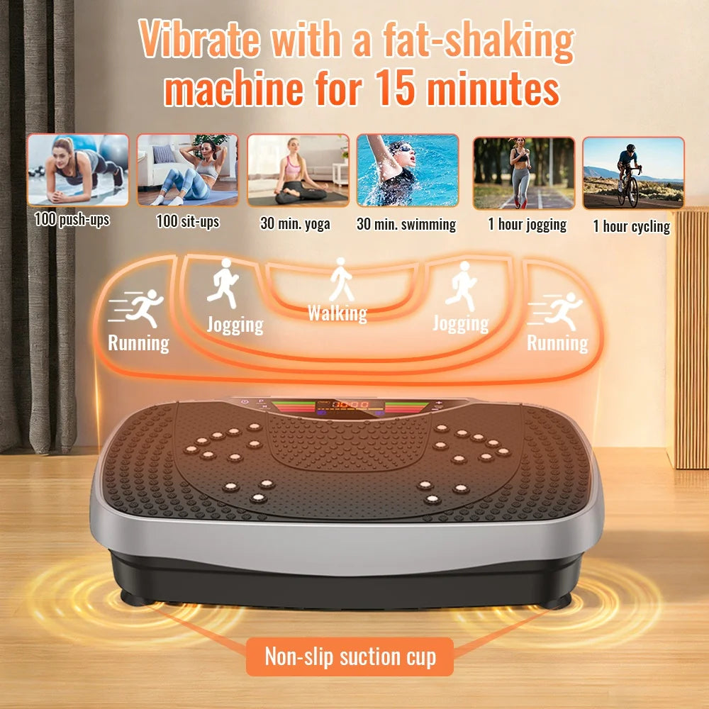 Vibration Plate Exercise Machine for Home Fitness with 99 Levels Silent Motor 150kg Weight Capacity LCD Display Remote Control Workout Platform