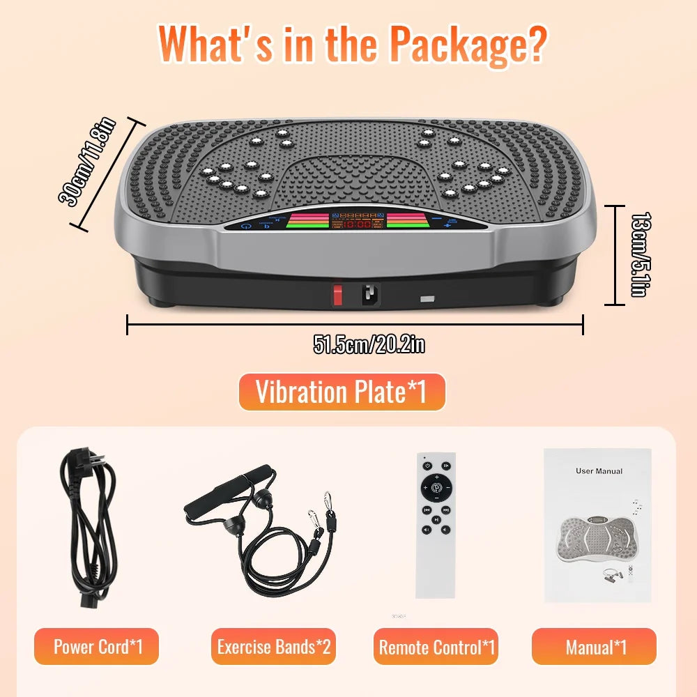 Vibration Plate Exercise Machine for Home Fitness with 99 Levels Silent Motor 150kg Weight Capacity LCD Display Remote Control Workout Platform