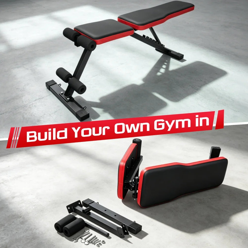 Foldable Adjustable Weight Bench 7-Level Heavy Duty Steel Workout Bench for Full Body Strength Training Home Gym Equipment