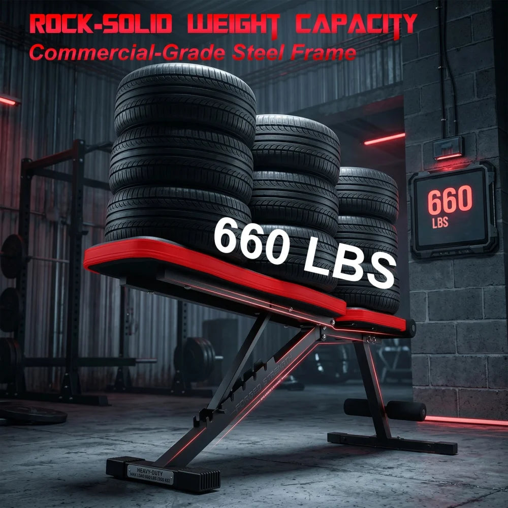 Foldable Adjustable Weight Bench 7-Level Heavy Duty Steel Workout Bench for Full Body Strength Training Home Gym Equipment