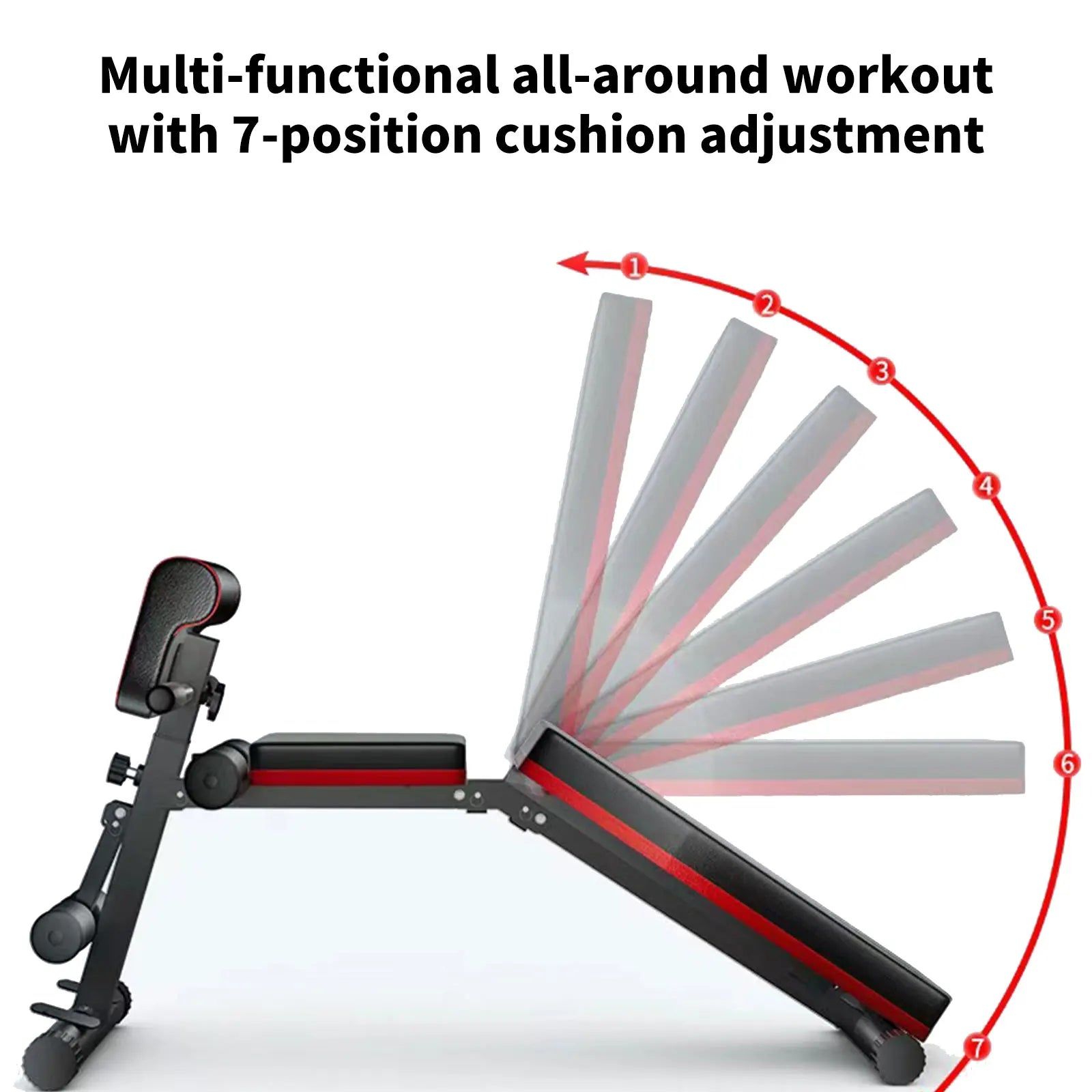 Multifunctional Foldable Dumbbell Bench Fitness Equipment Abdominal Exercise 7-Gear Adjustable Backrest Comes with Soft Cushion