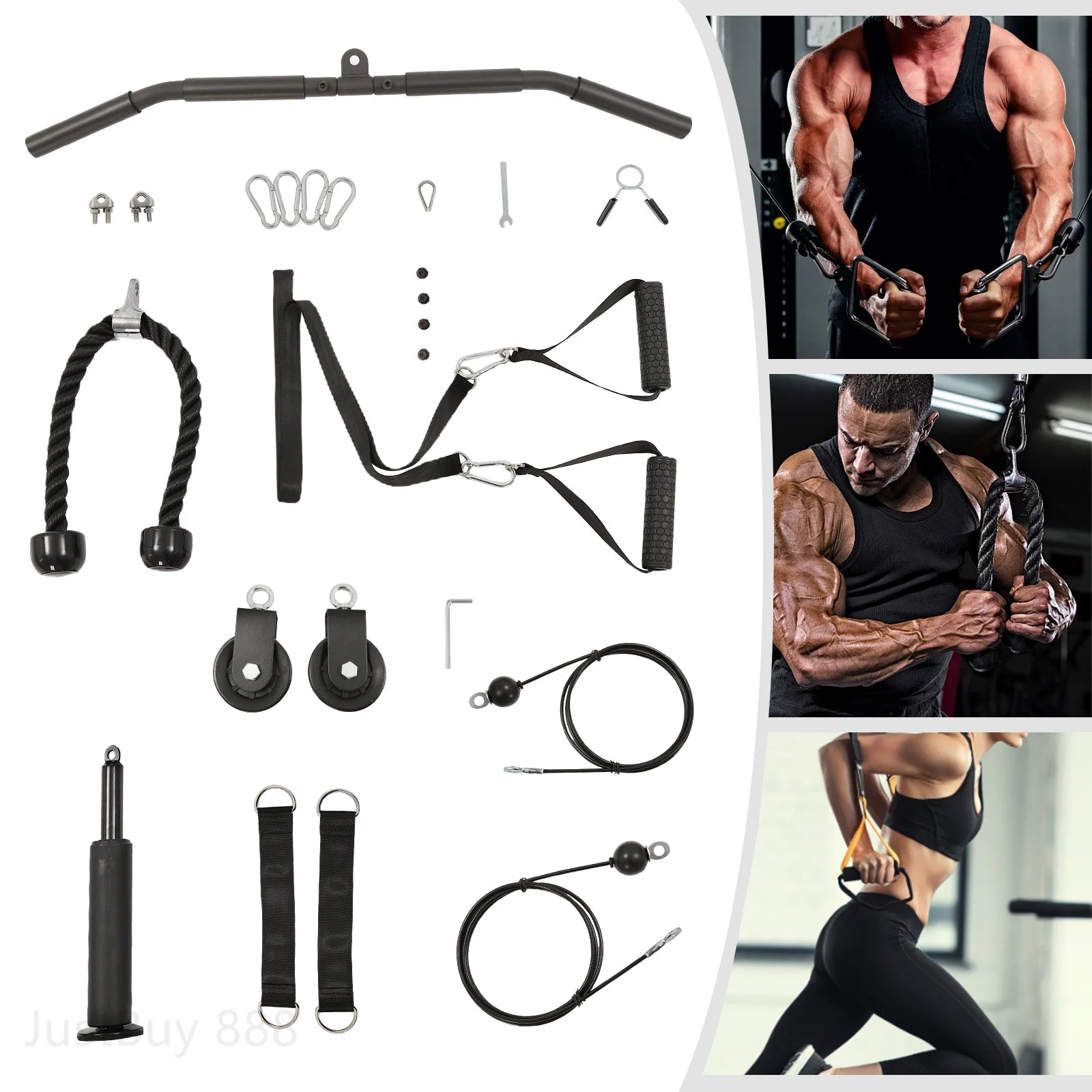 Cable Weight Pulley System for Home Gym Pulley System Gym with Safety Ropes Unisex-Adult Fitness Strength Training Equipment